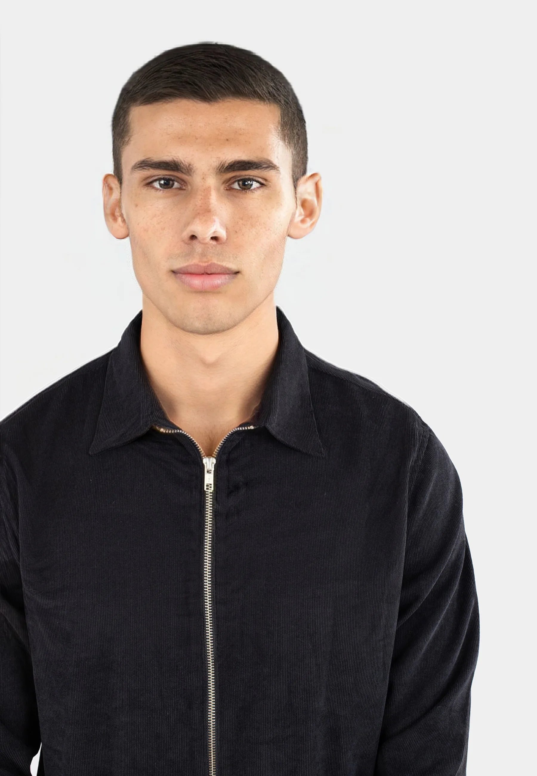 Aden cord zip shirt - Shaded black