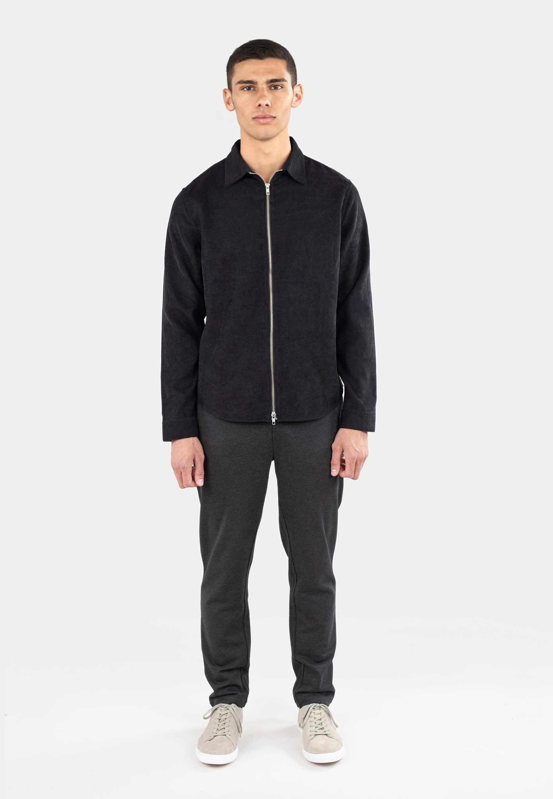 Aden cord zip shirt - Shaded black