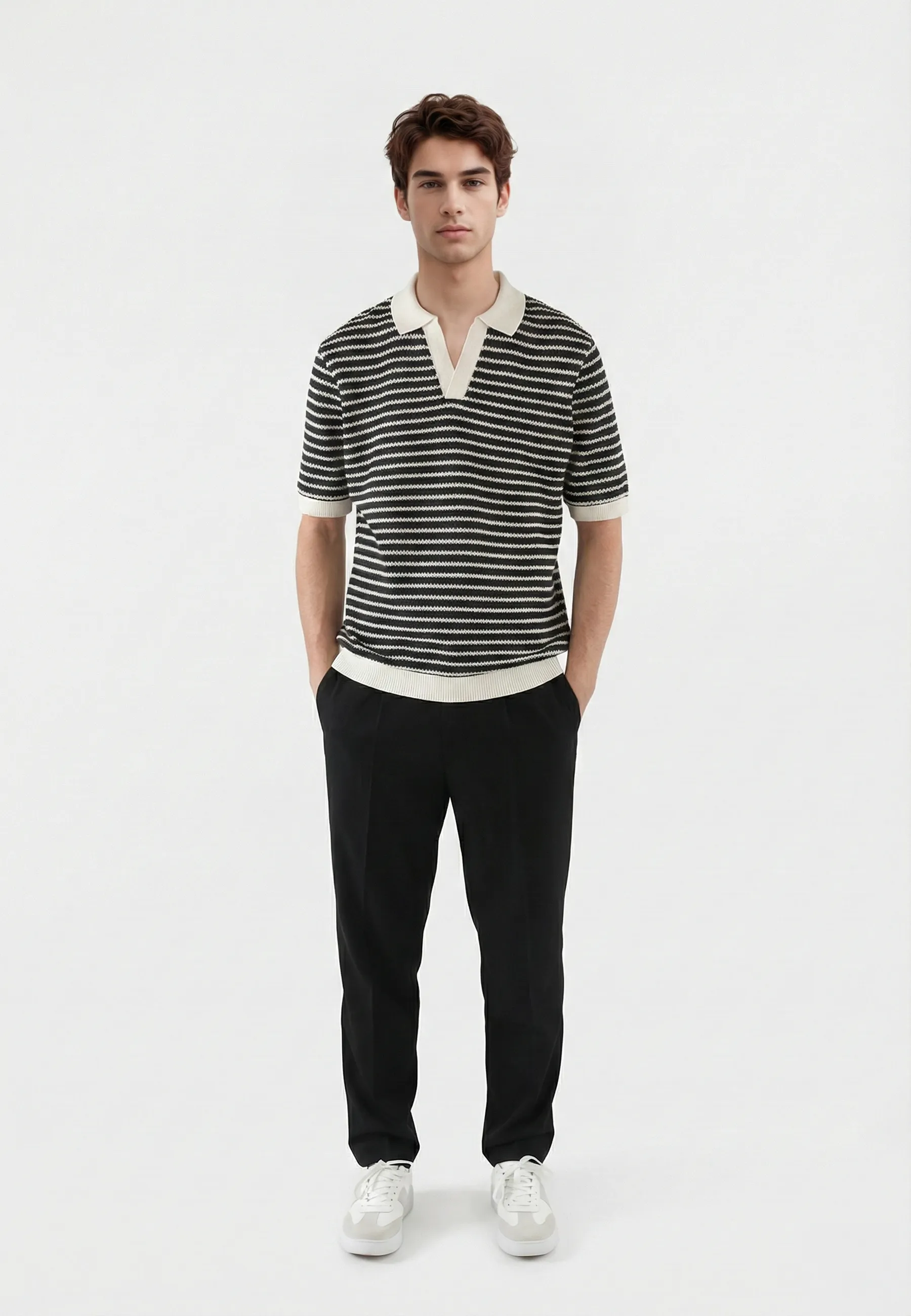 Alar crochet polo - Striped black