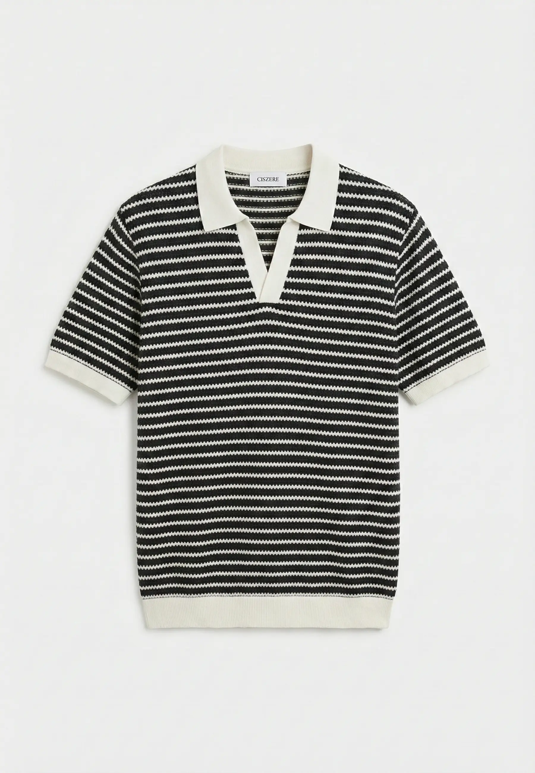 Alar crochet polo - Striped black