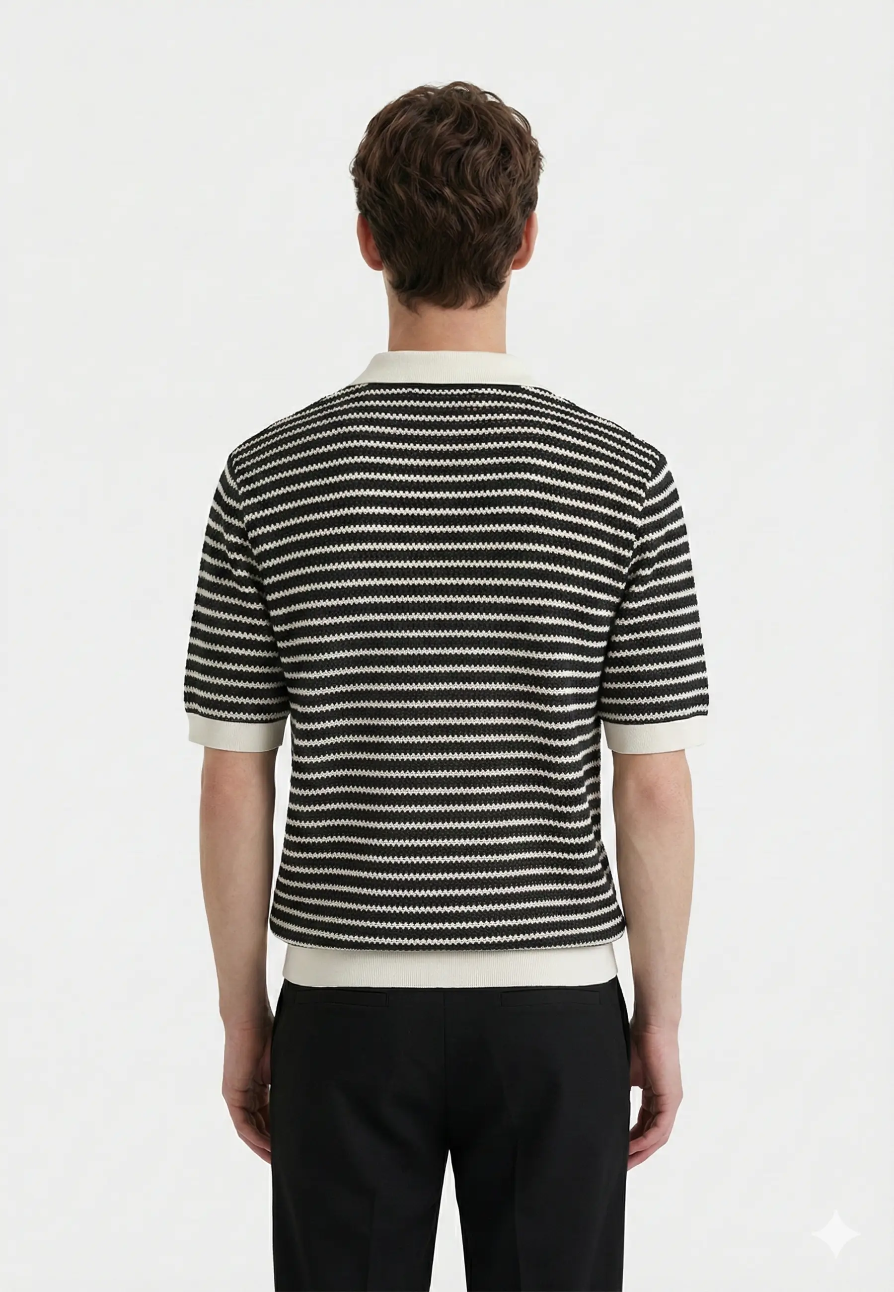 Alar crochet polo - Striped black