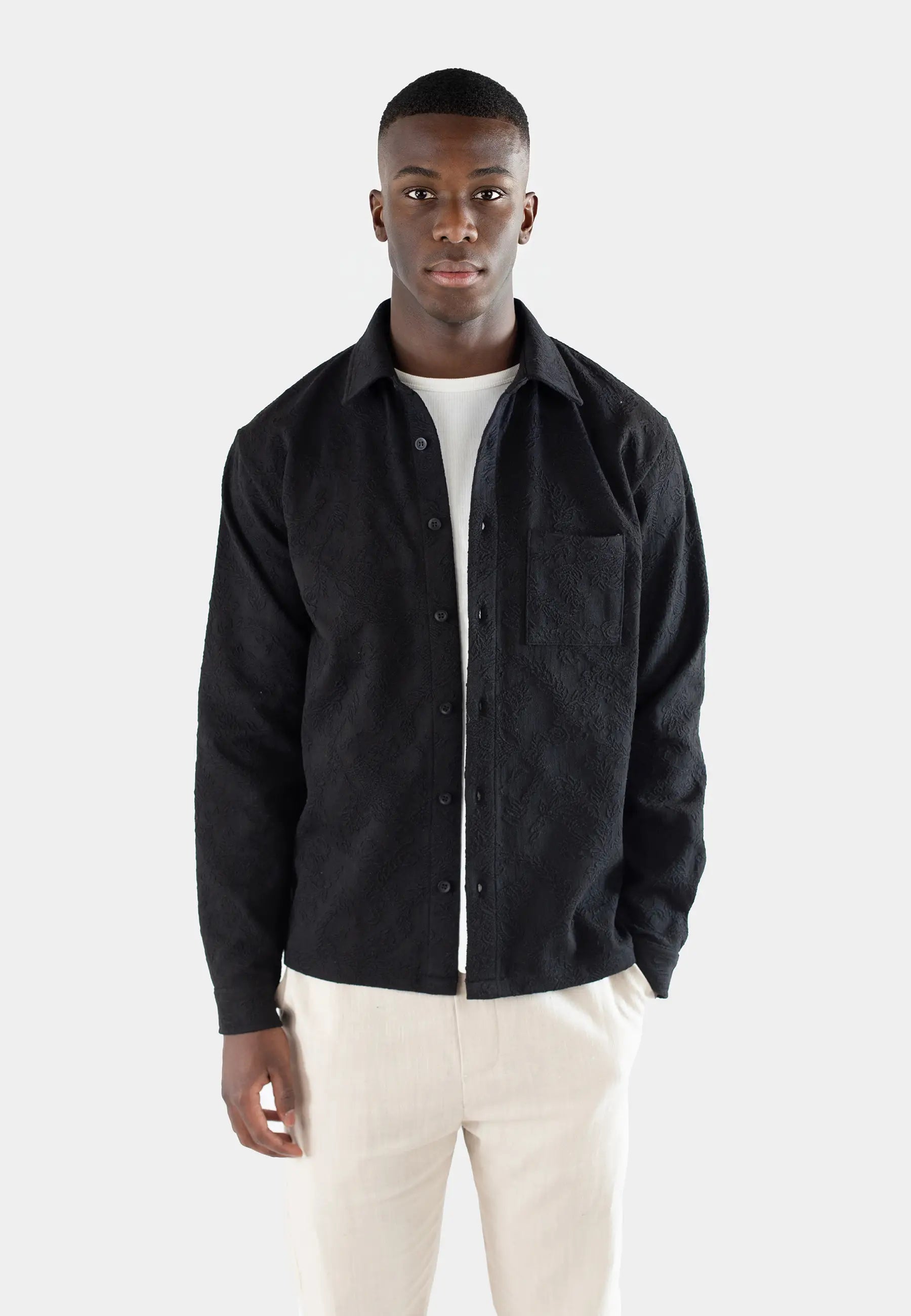 Rob jacquard print shirt - Black