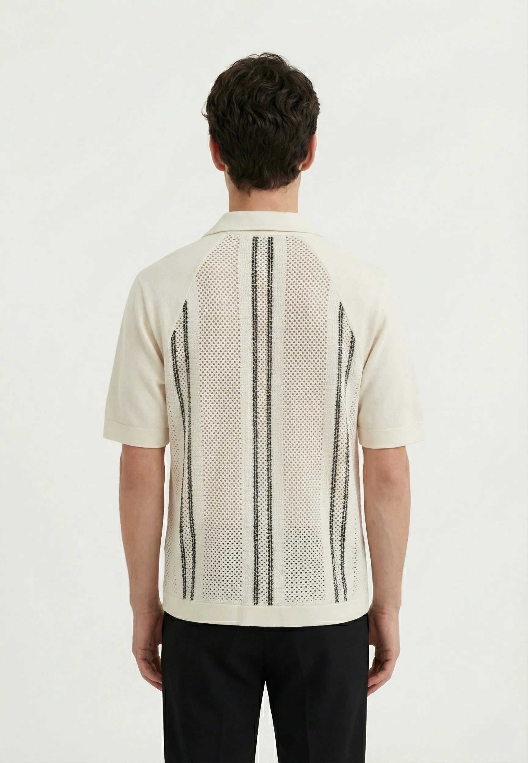 Bran crochet contrast shirt - Beige