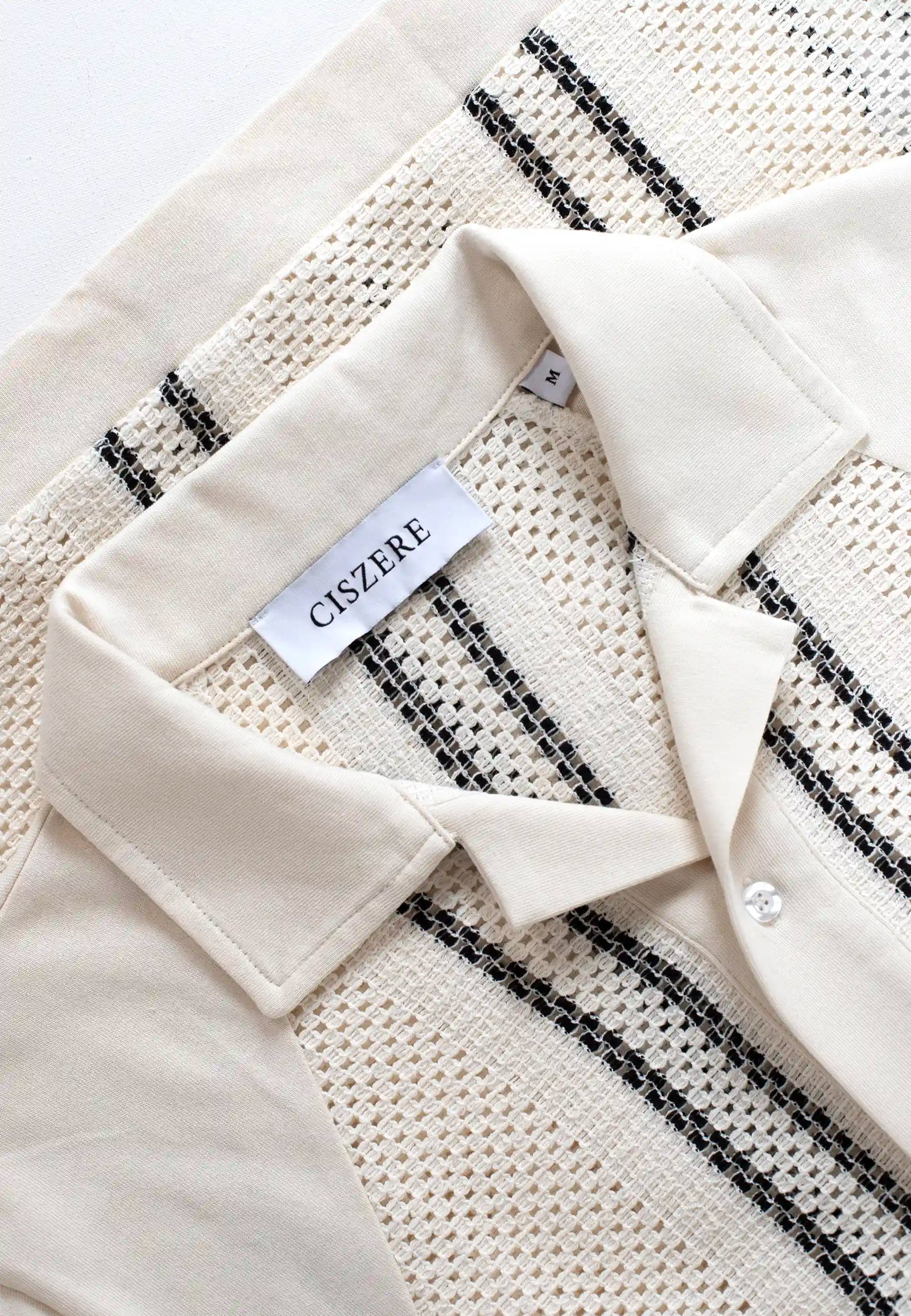 Bran crochet contrast shirt - Beige