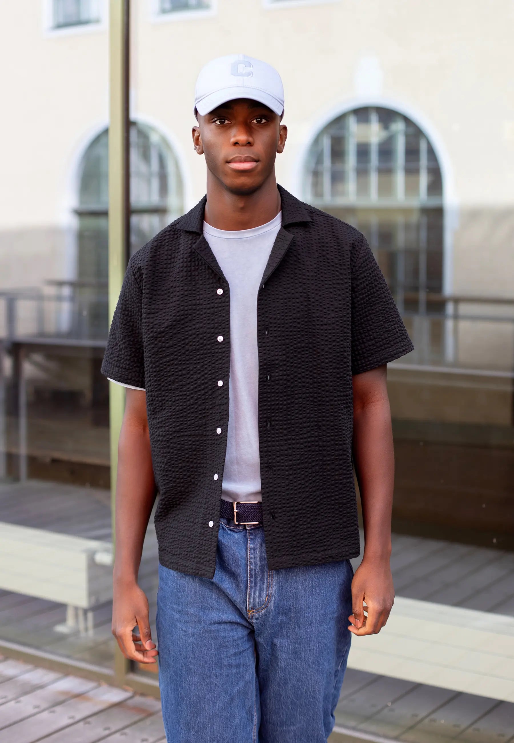 Brody seersucker shirt - Navy