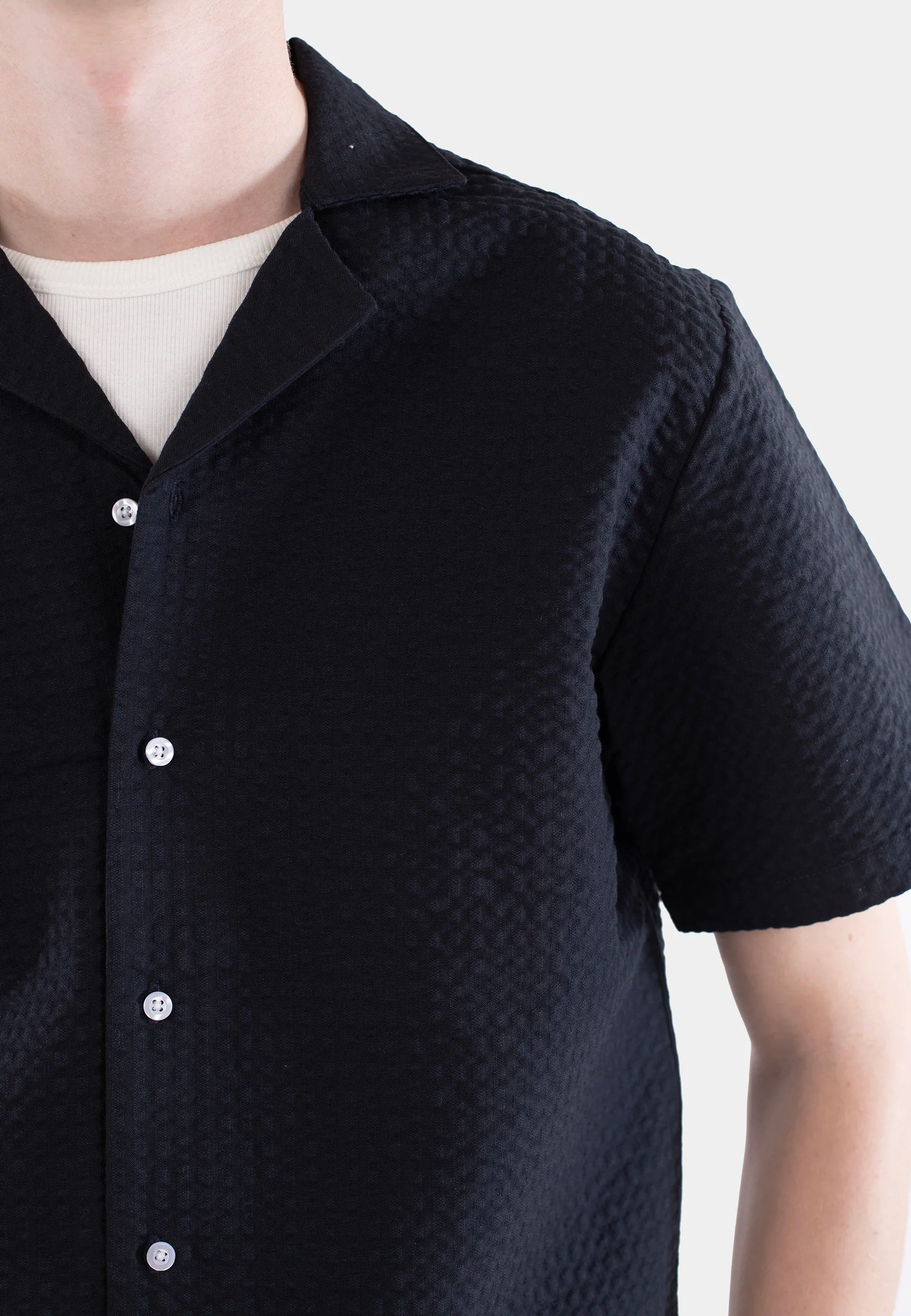 Brody seersucker shirt - Navy