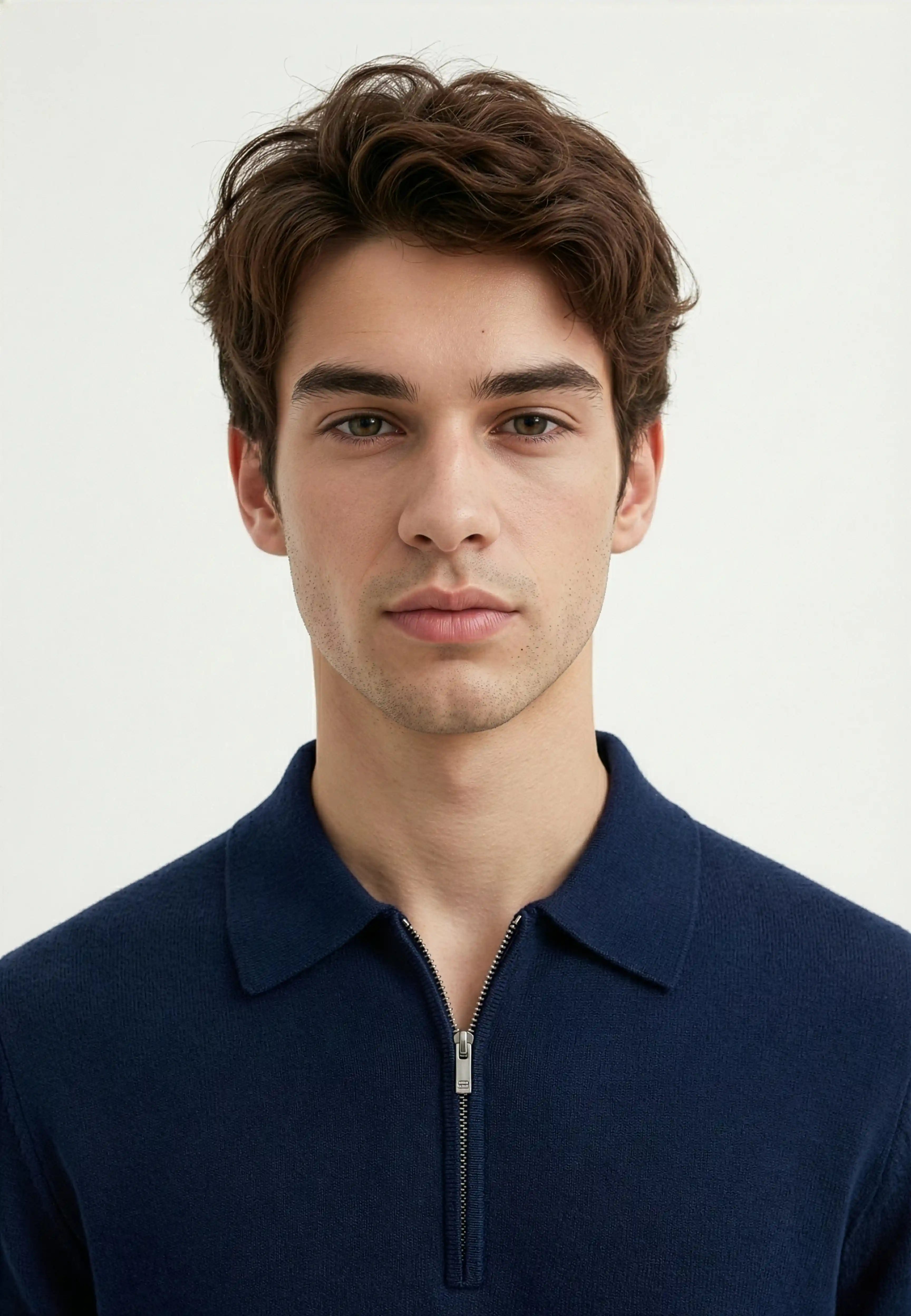 Caleb knitted half zip - Blue