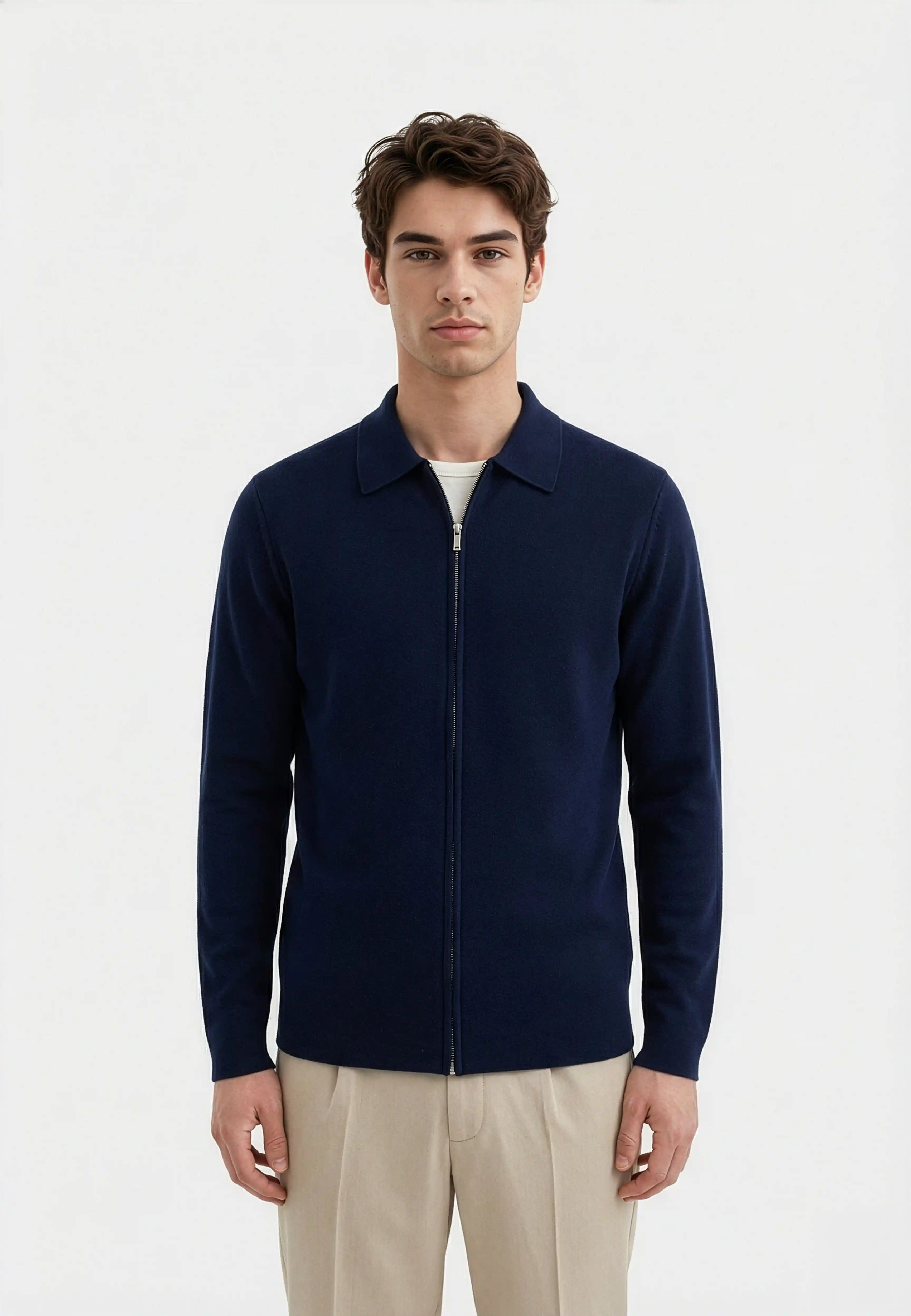 Colby knitted full zip - Blue
