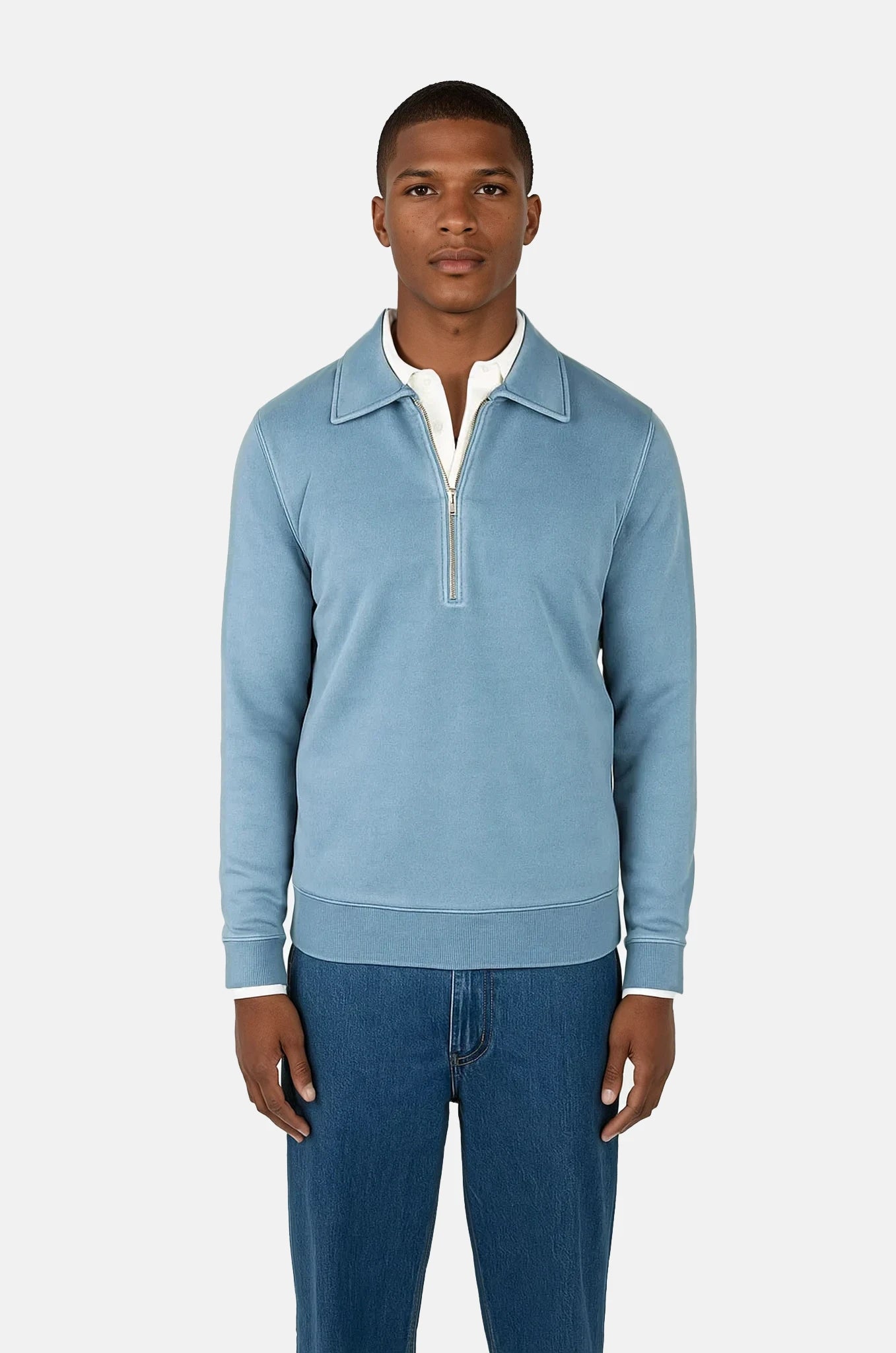 Daryl washed half zip sweater - Blue