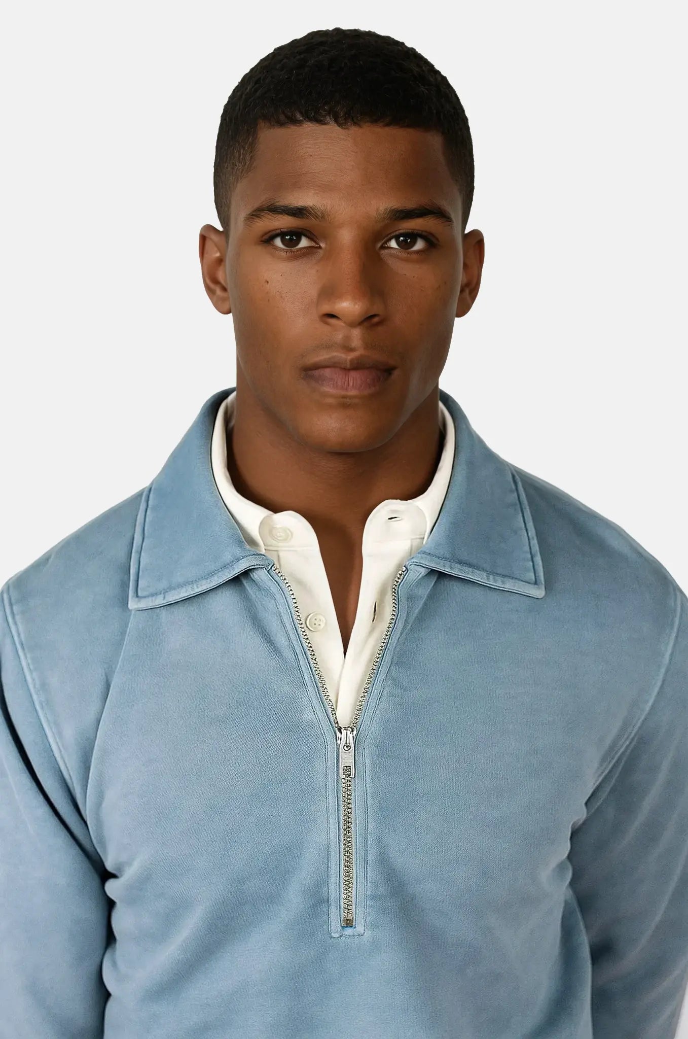Daryl washed half zip sweater - Blue