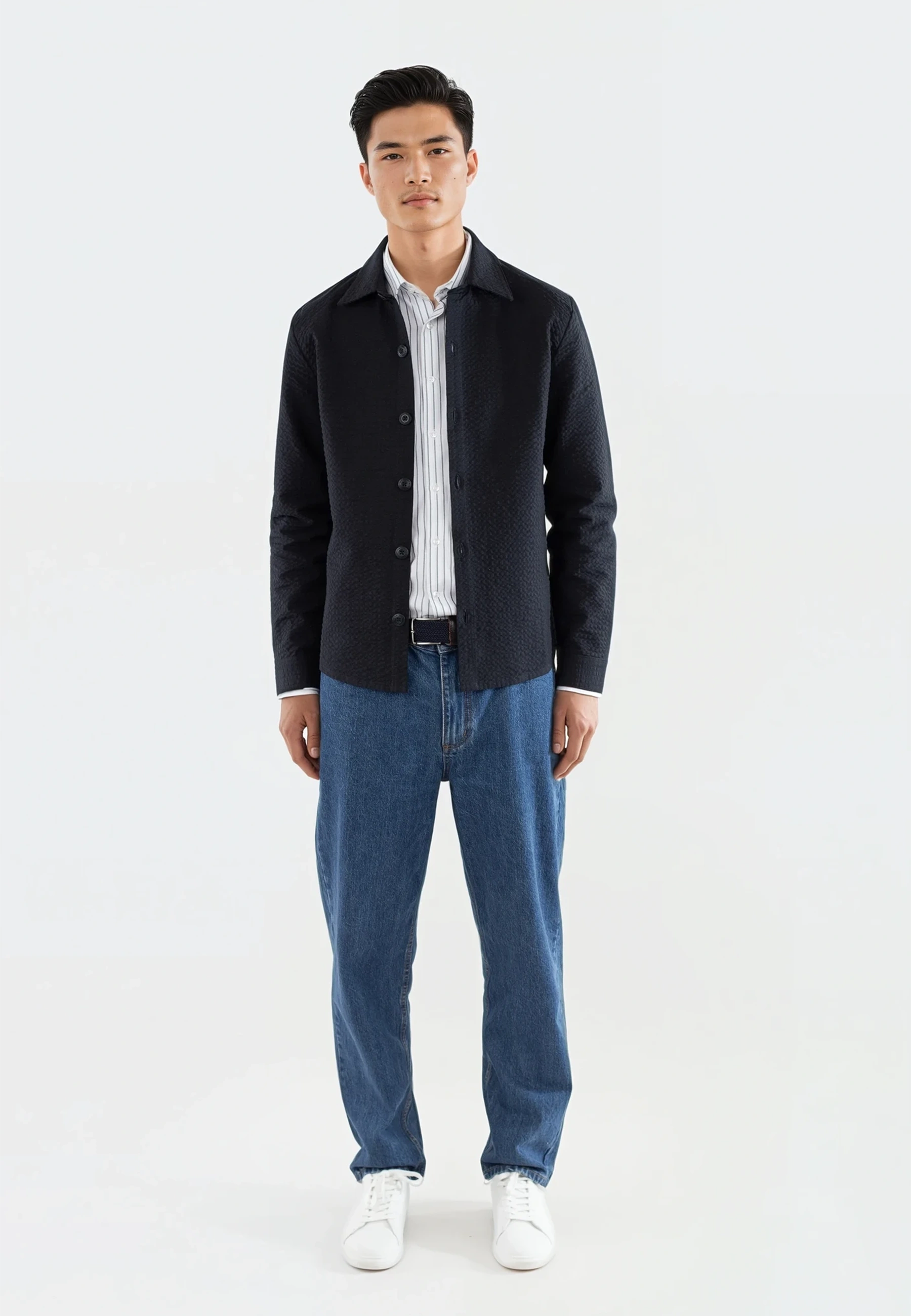 Dawson seersucker overshirt - Navy