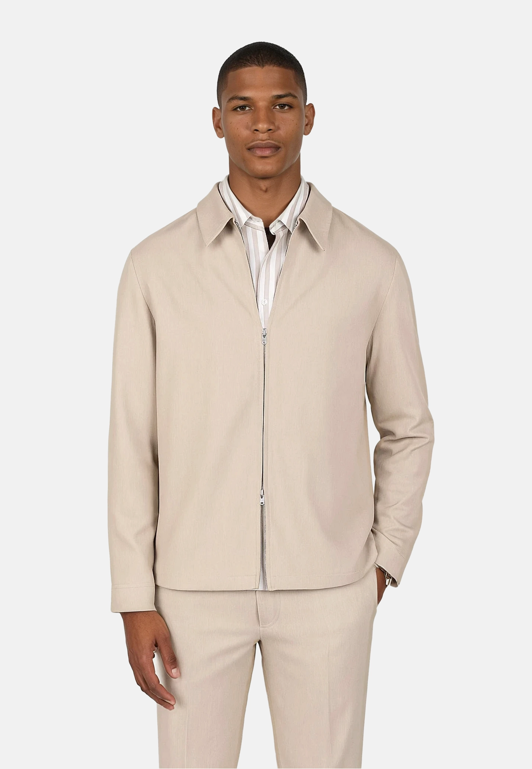 Evander overshirt med dragkedja - Beige
