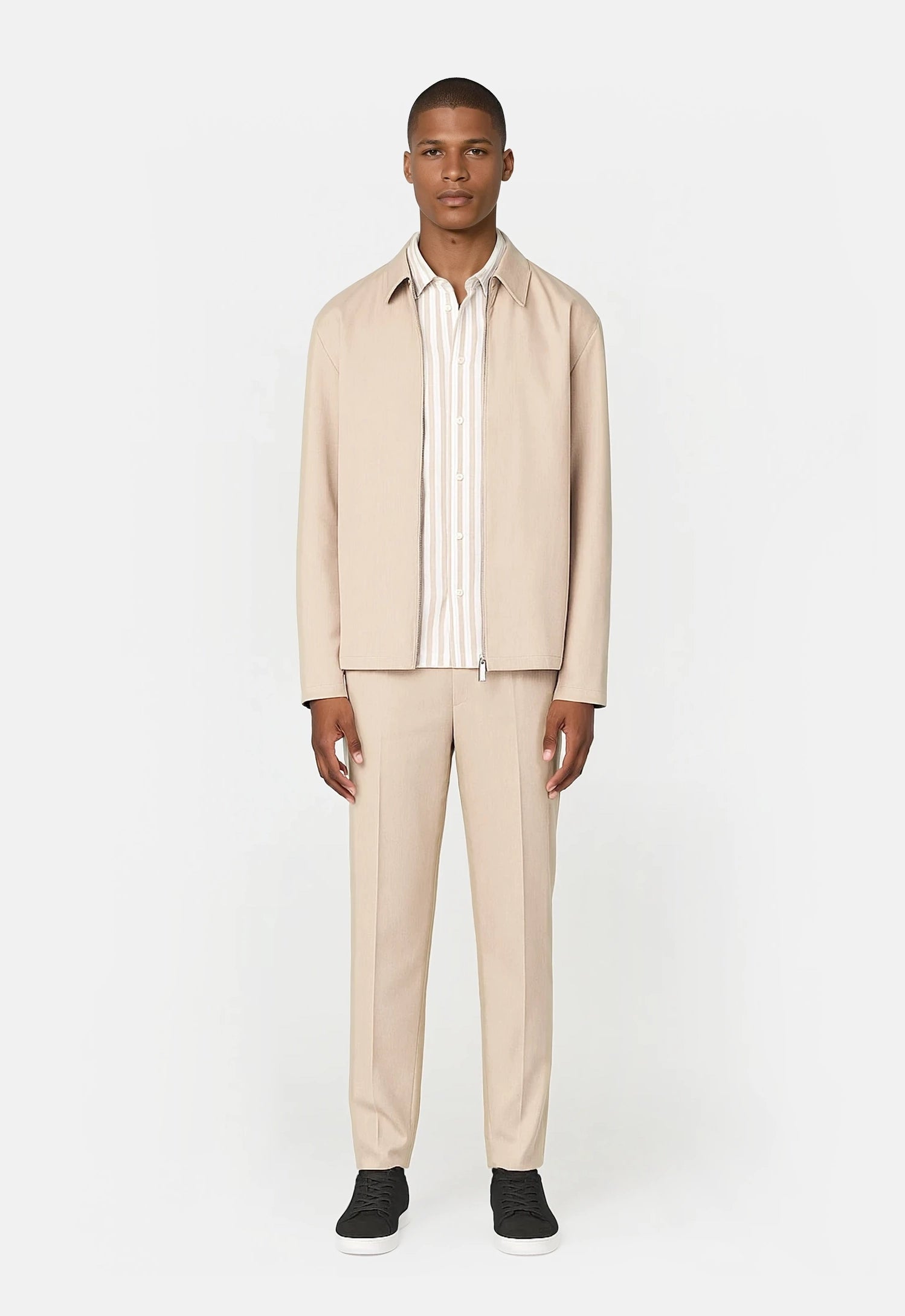 Evander overshirt med dragkedja - Beige
