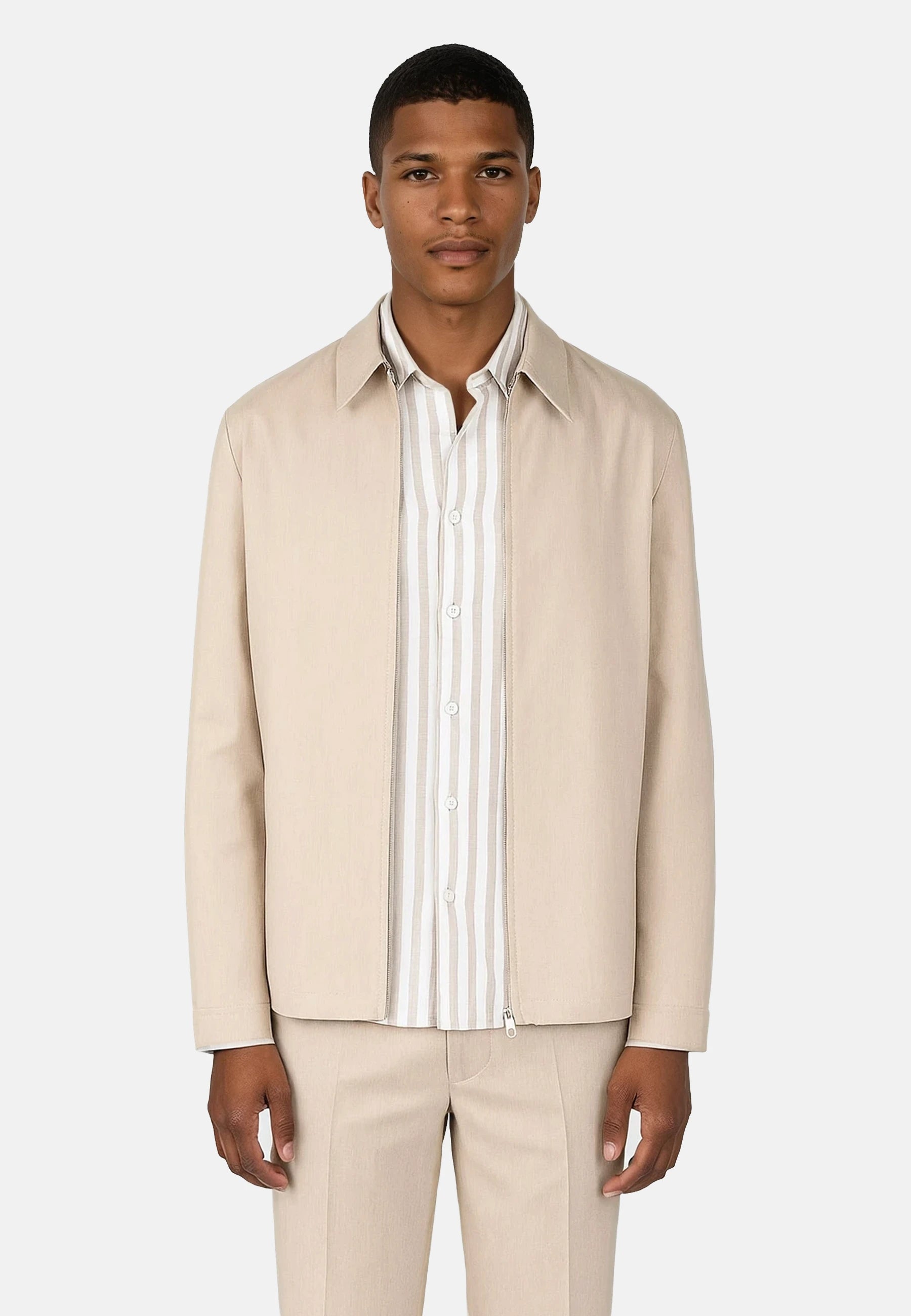Evander overshirt med dragkedja - Beige