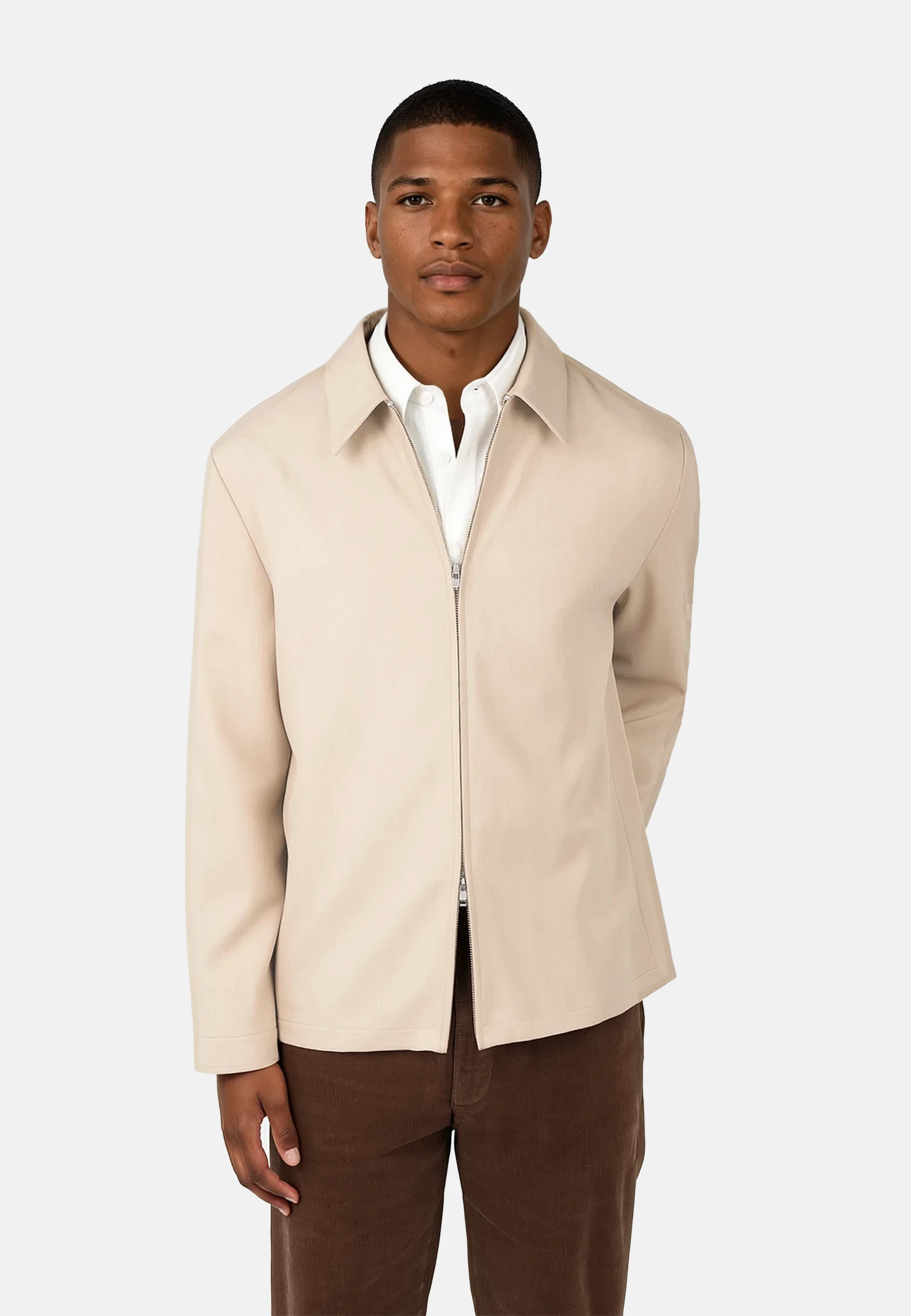 Evander overshirt med dragkedja - Beige
