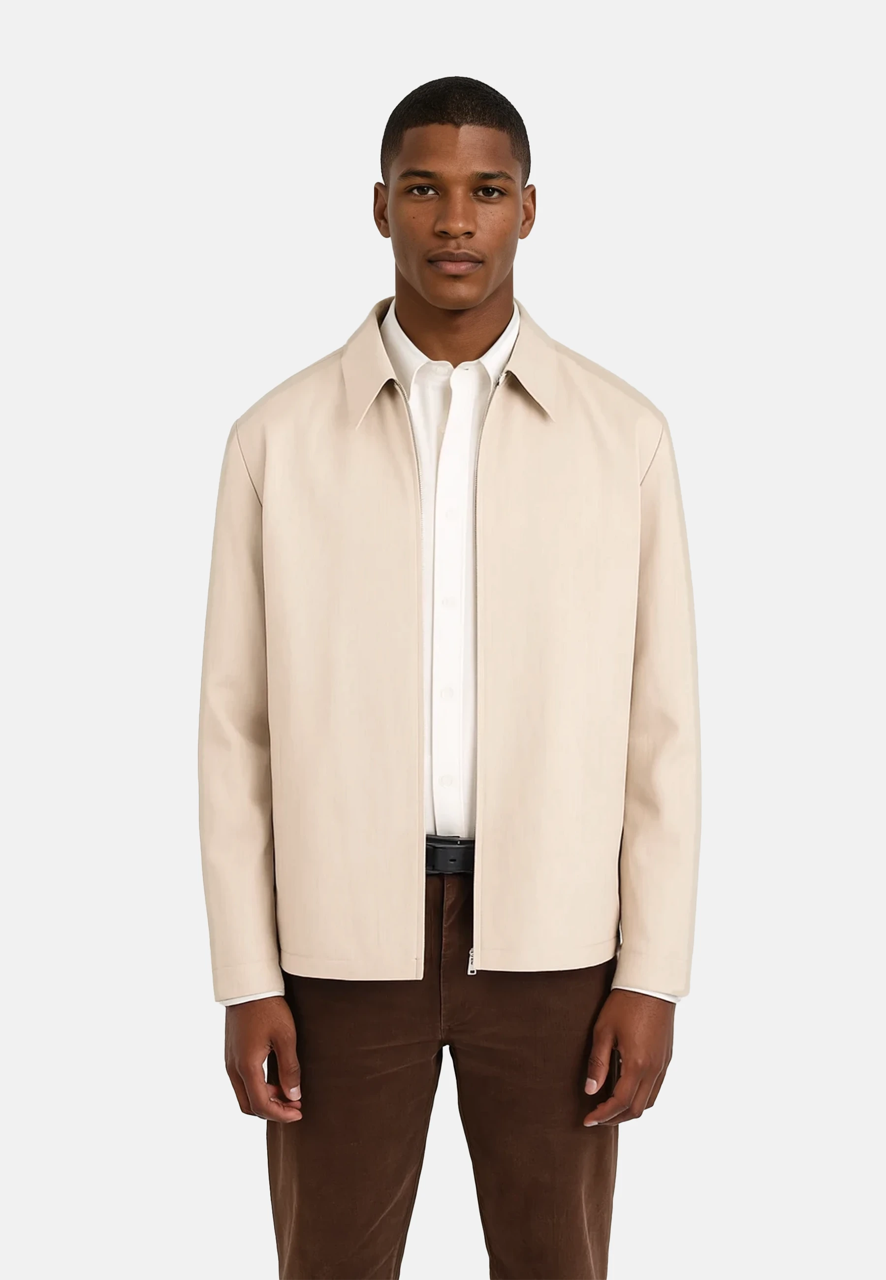 Evander overshirt med dragkedja - Beige