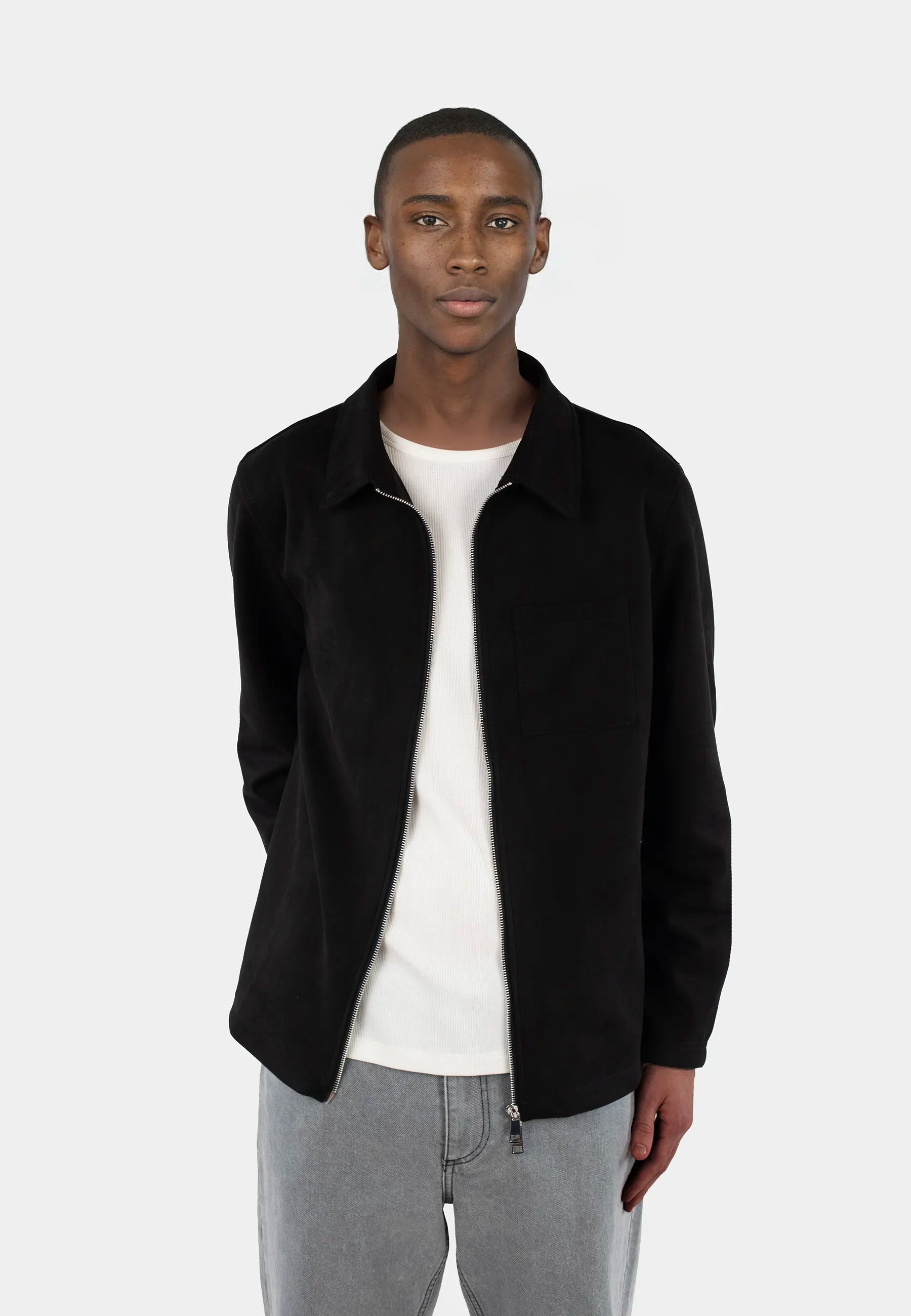 Neo vegan suede overshirt 2.0 - Black