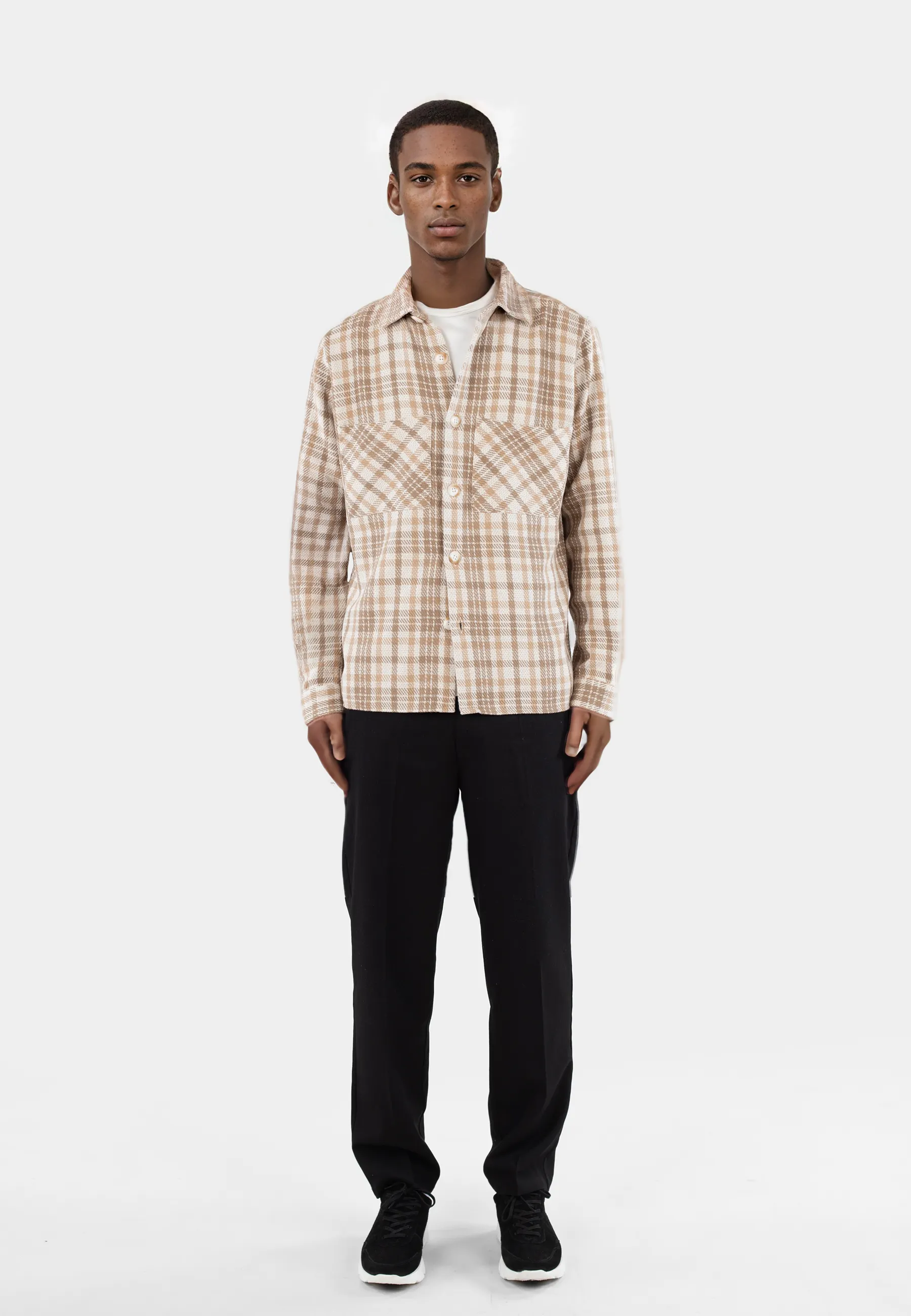 Micah checked overshirt - Beige