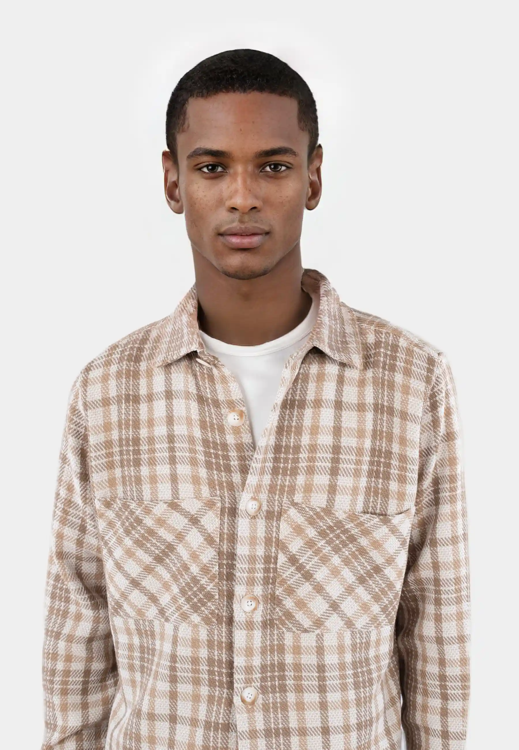 Micah checked overshirt - Beige
