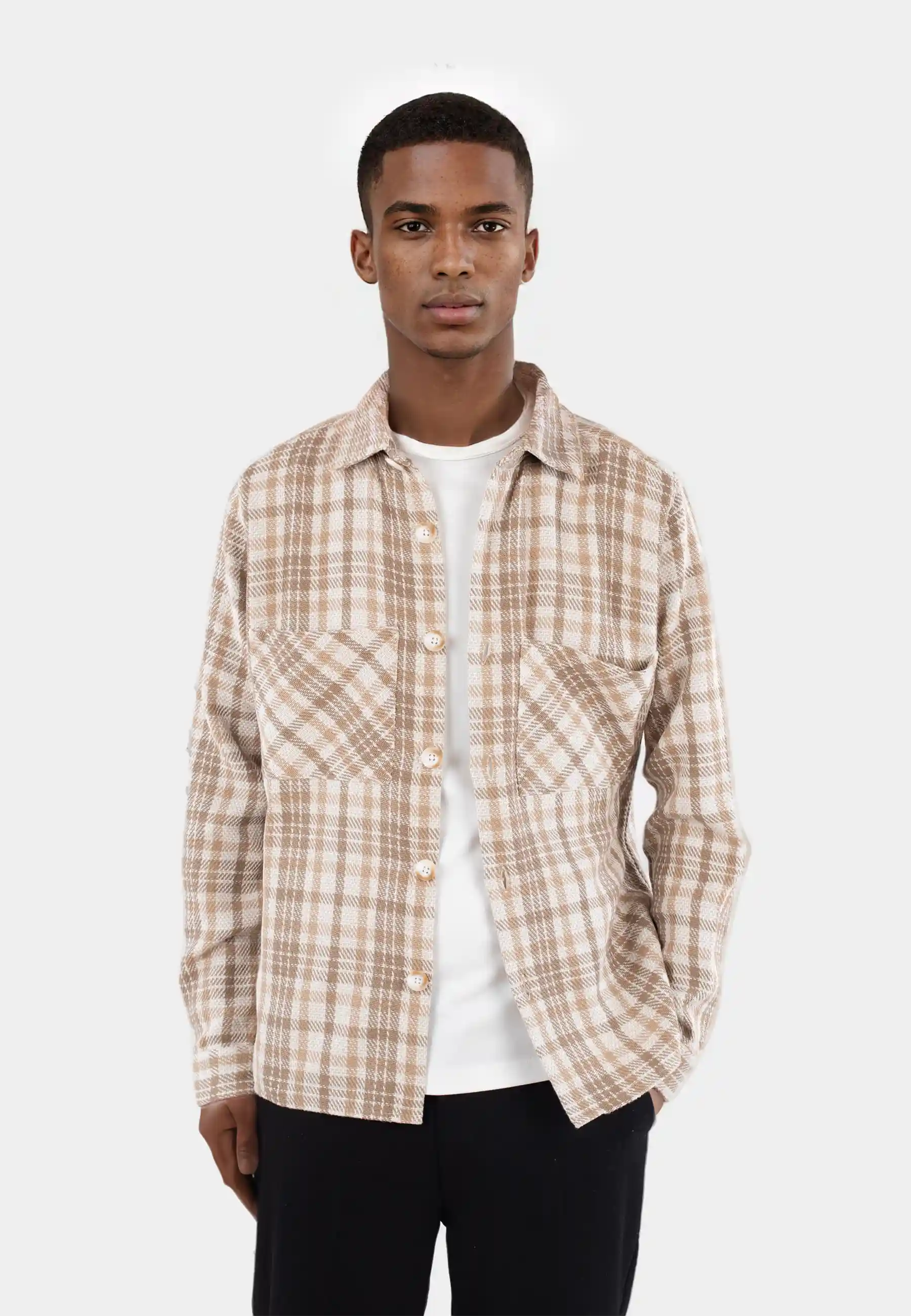 Micah checked overshirt - Beige