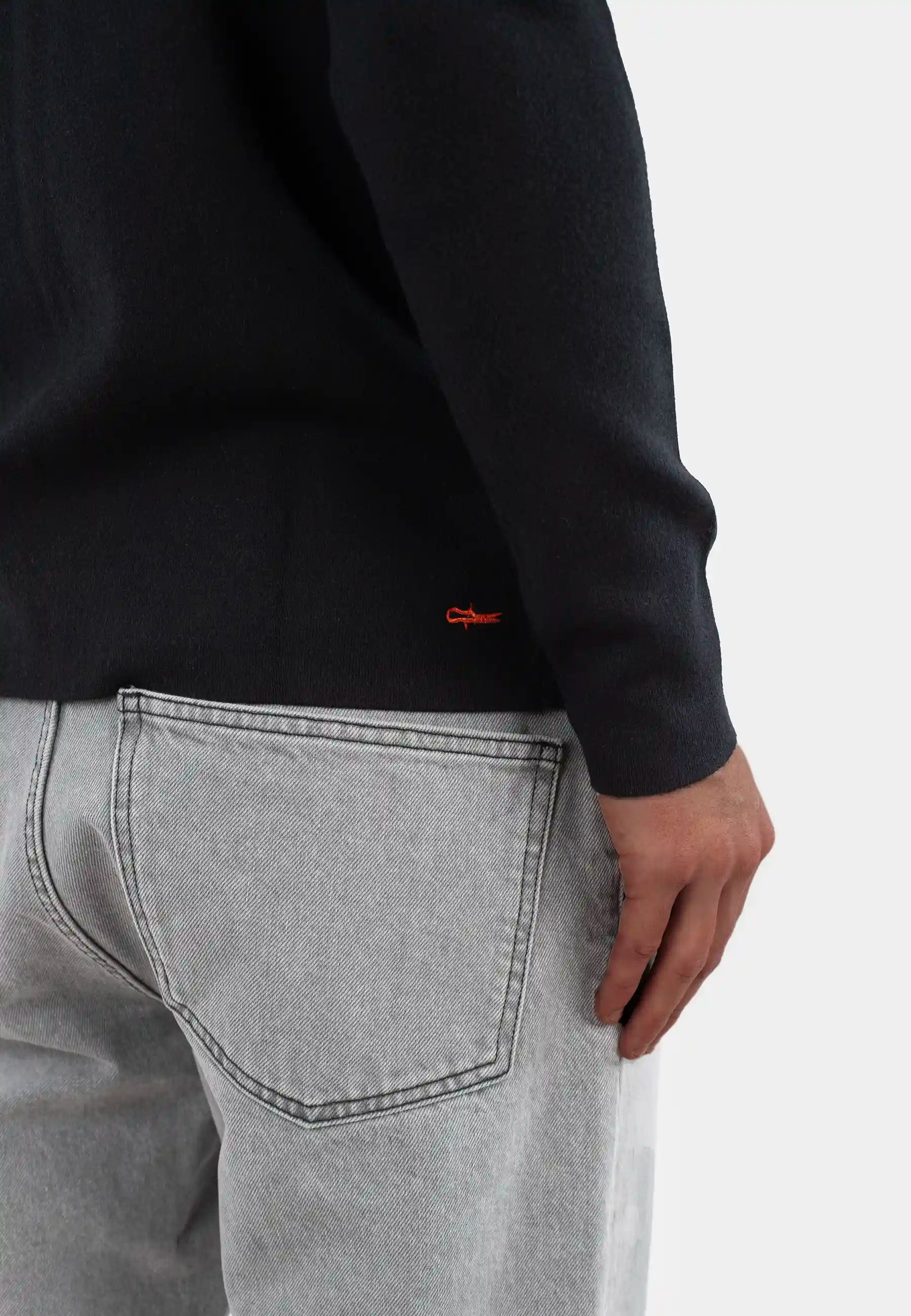 Caleb stickad tröja halfzip - Svart