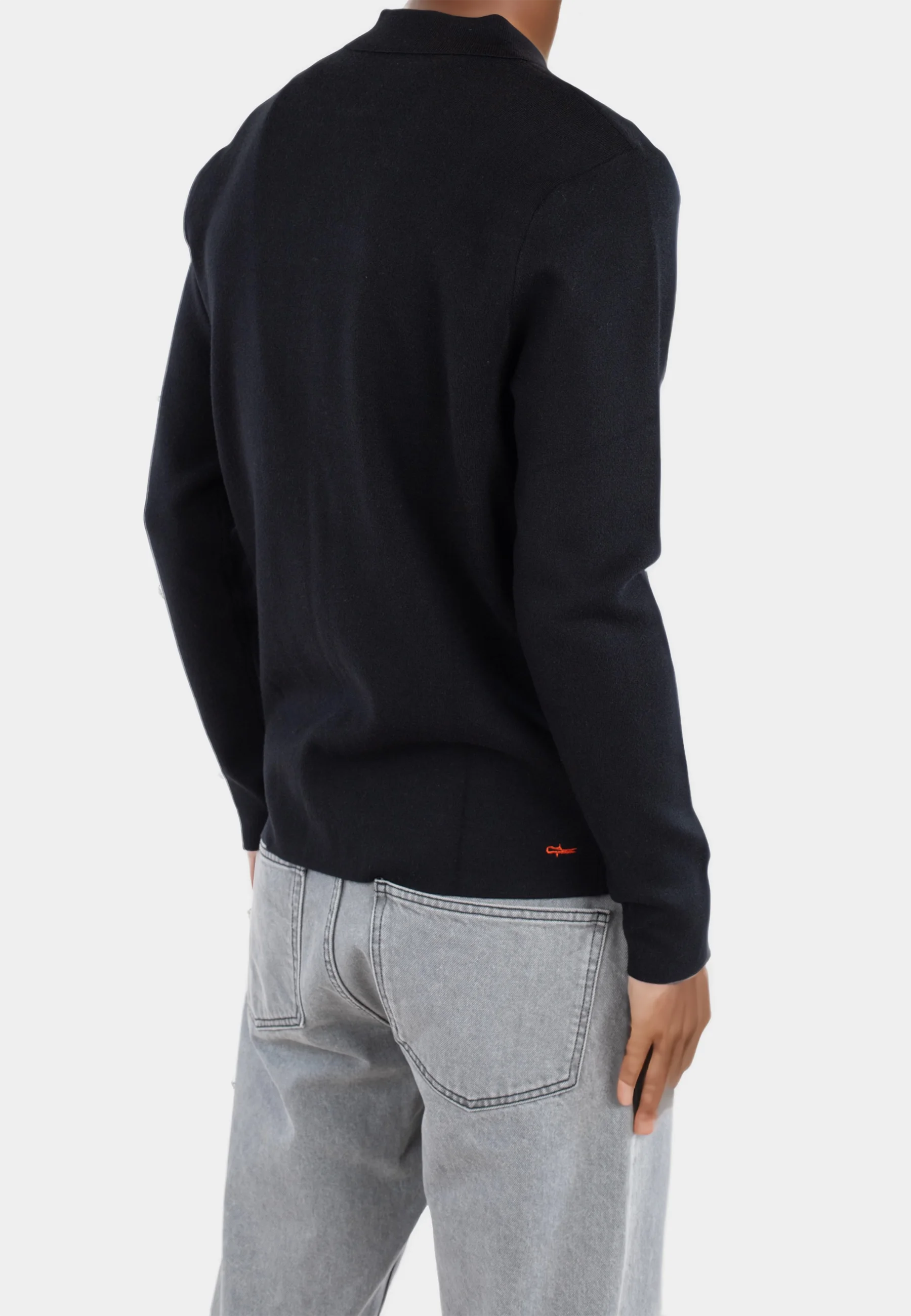 Caleb stickad tröja halfzip - Svart