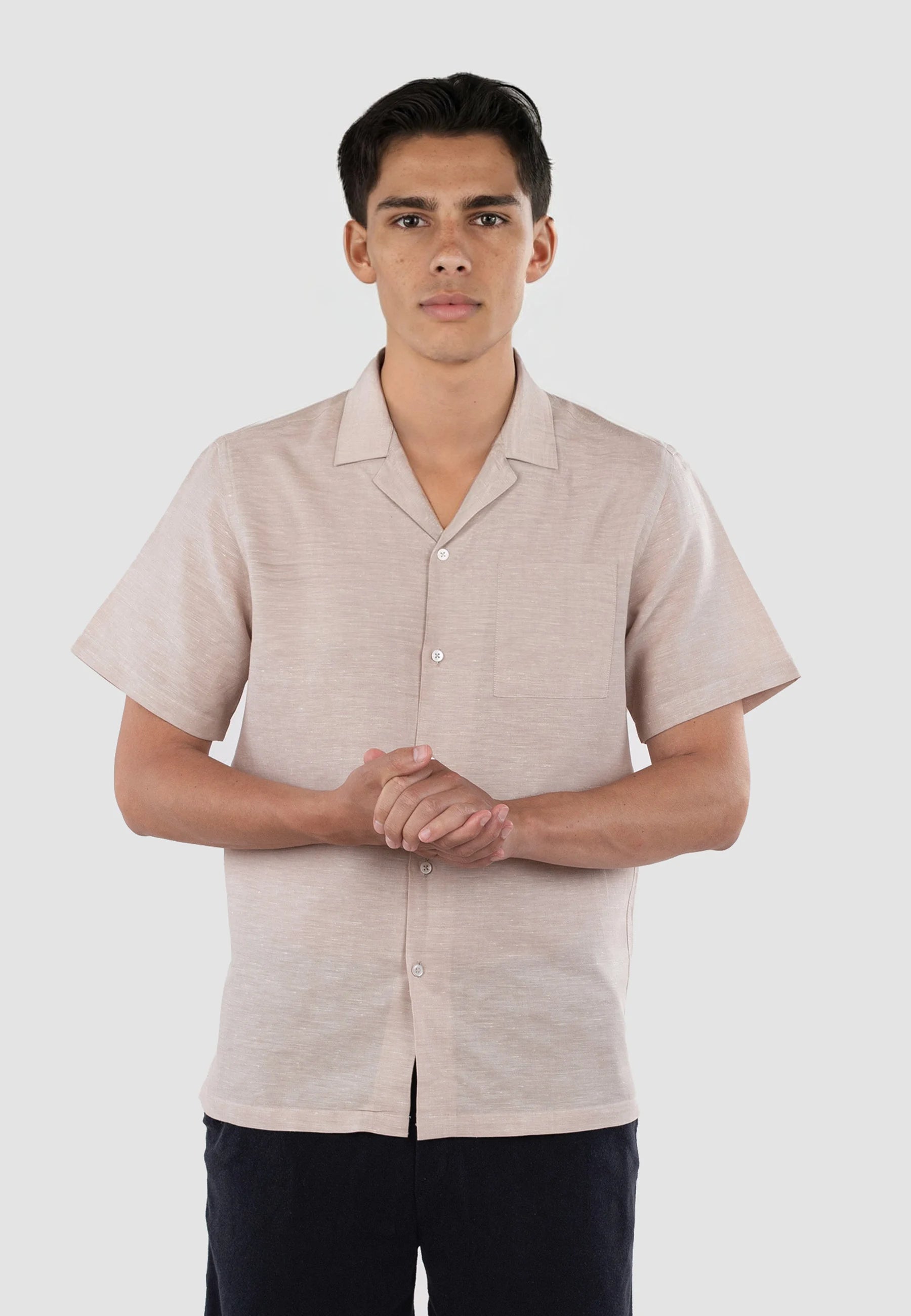 Jona camp collar linen shirt - Beige