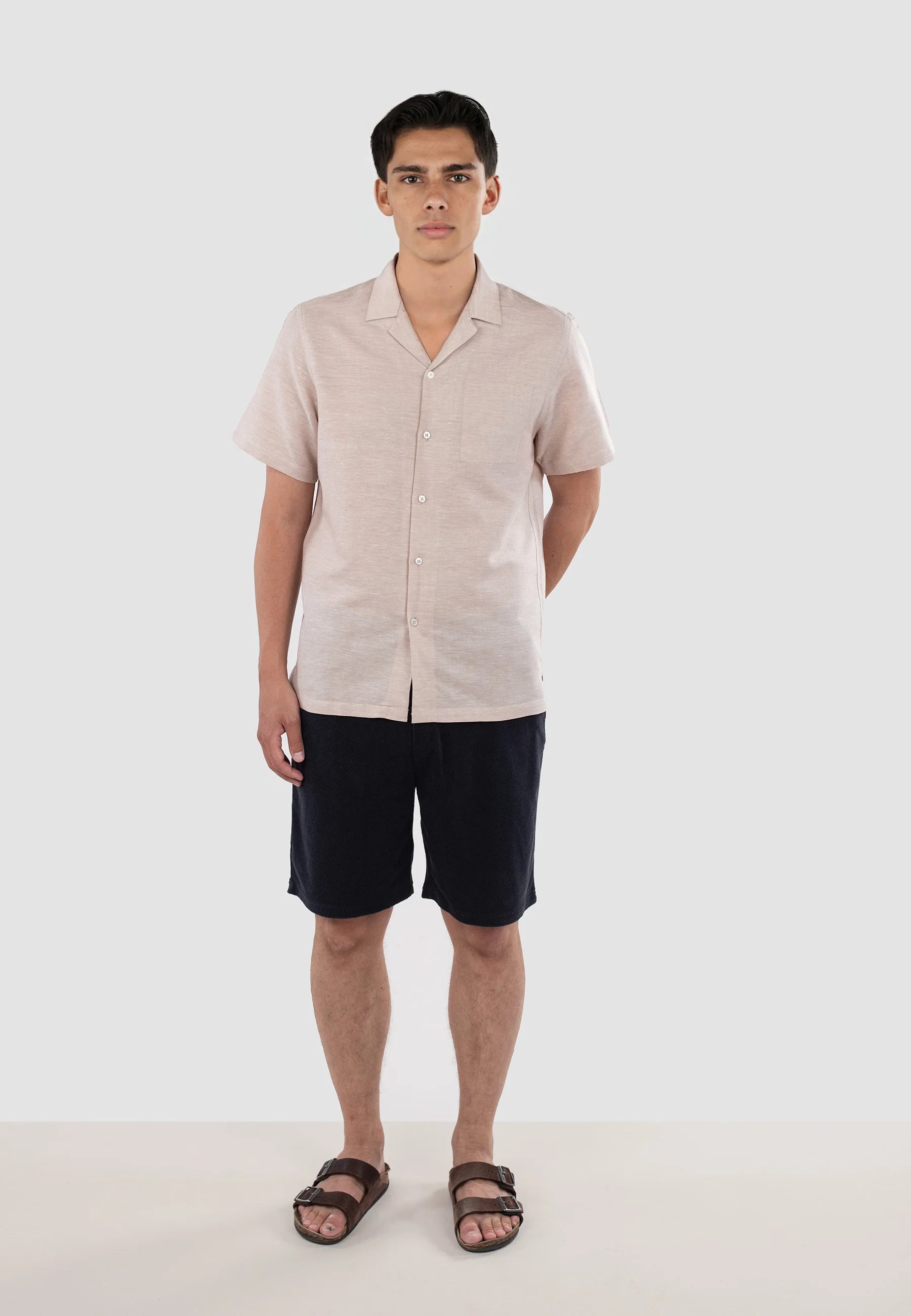 Jona camp collar linen shirt - Beige