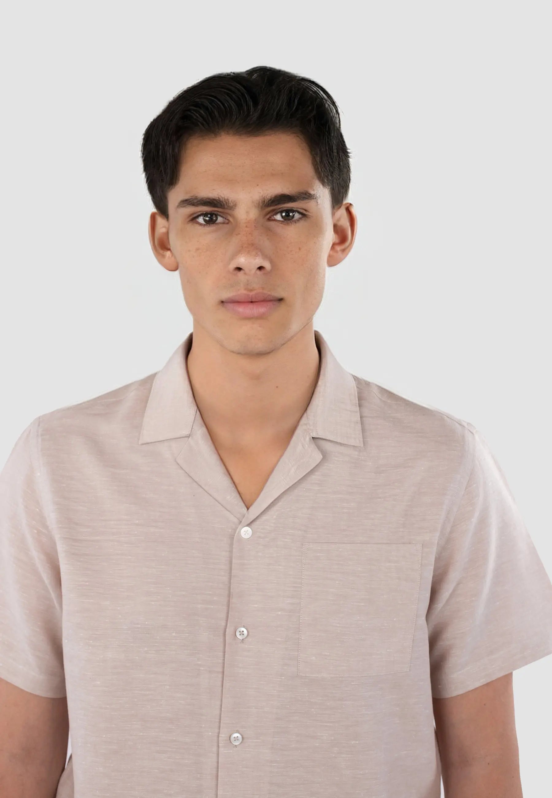 Jona camp collar linen shirt - Beige