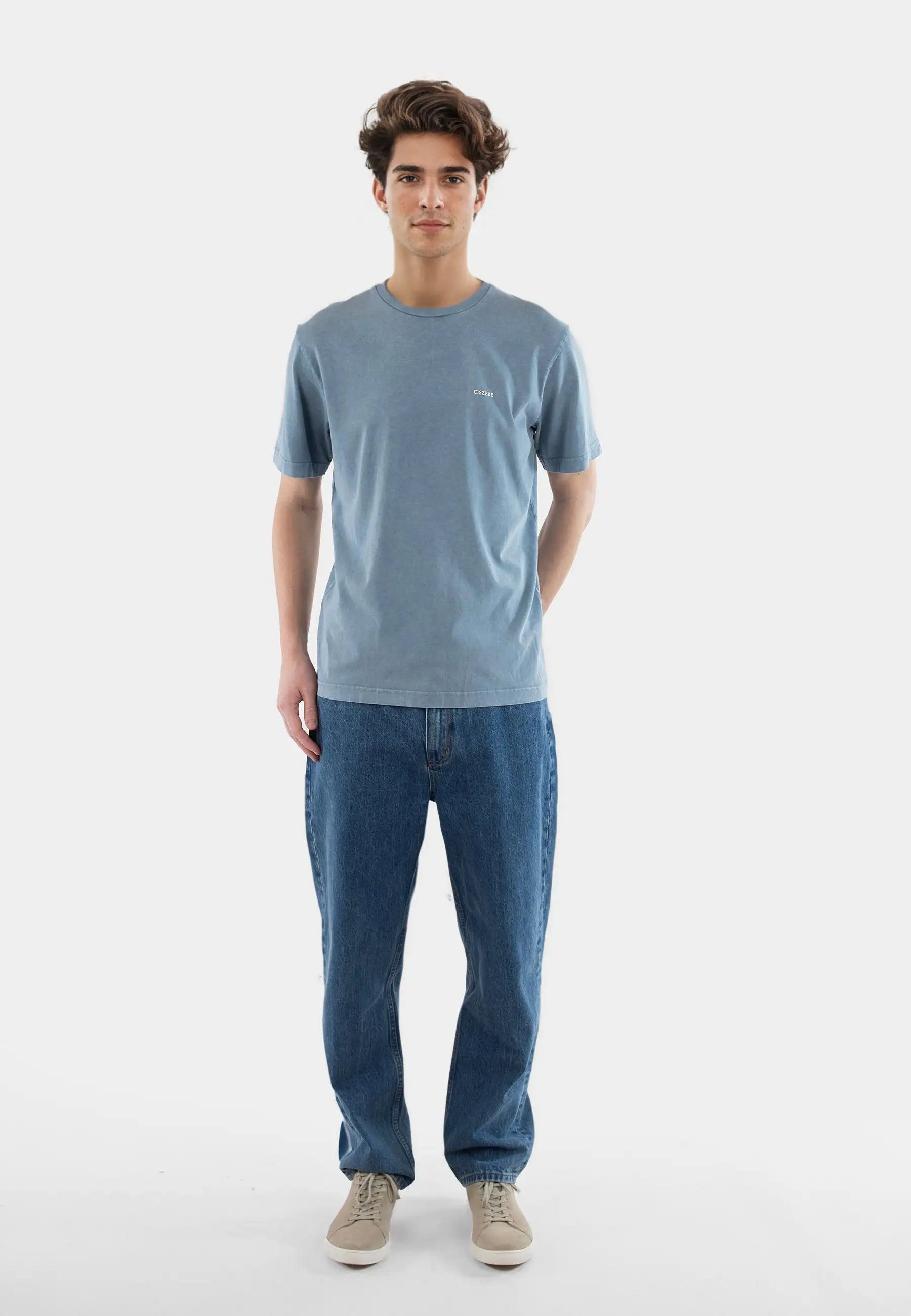 Tyler washed t-shirt - Copen blue