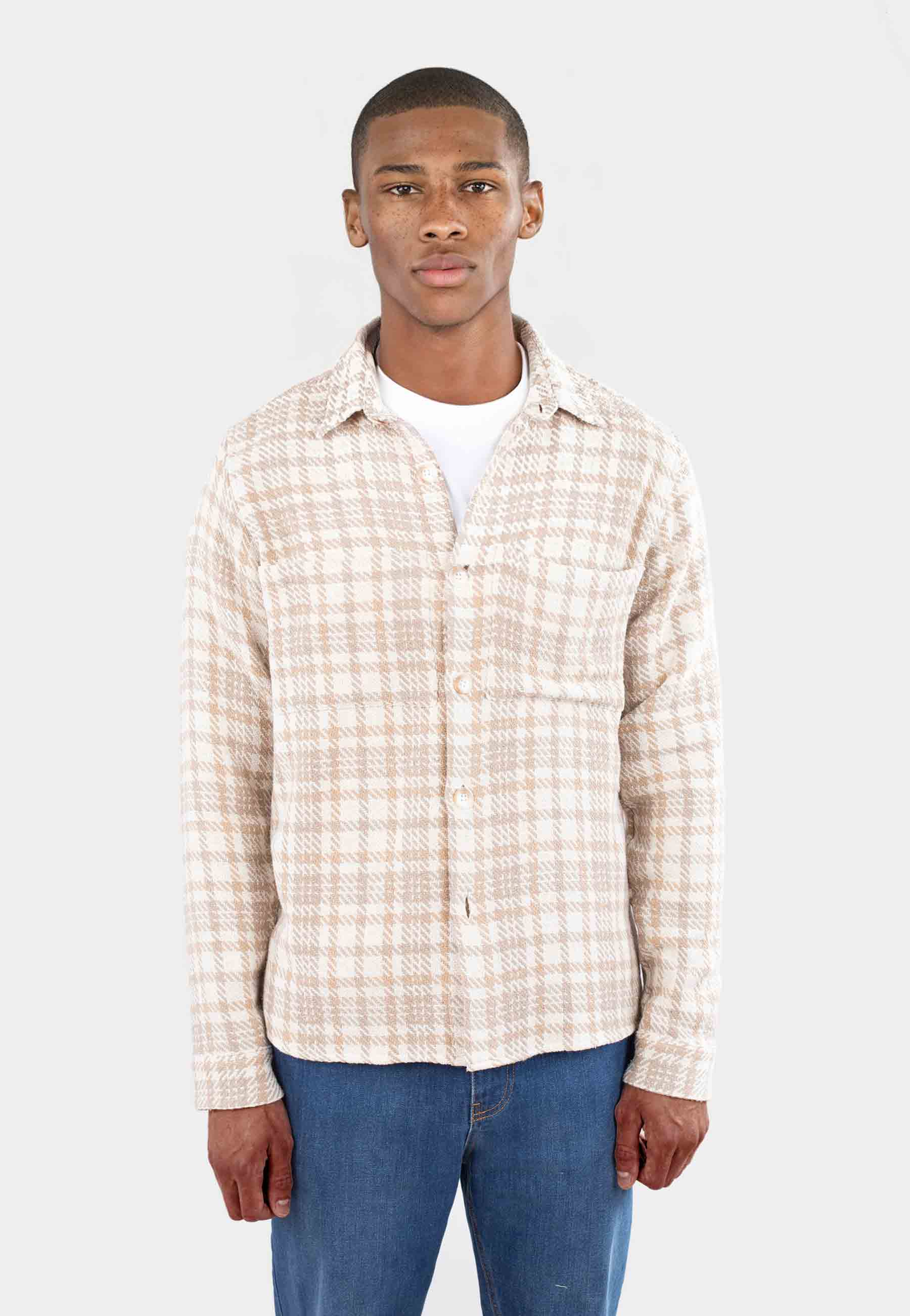 Micah checked overshirt - Beige