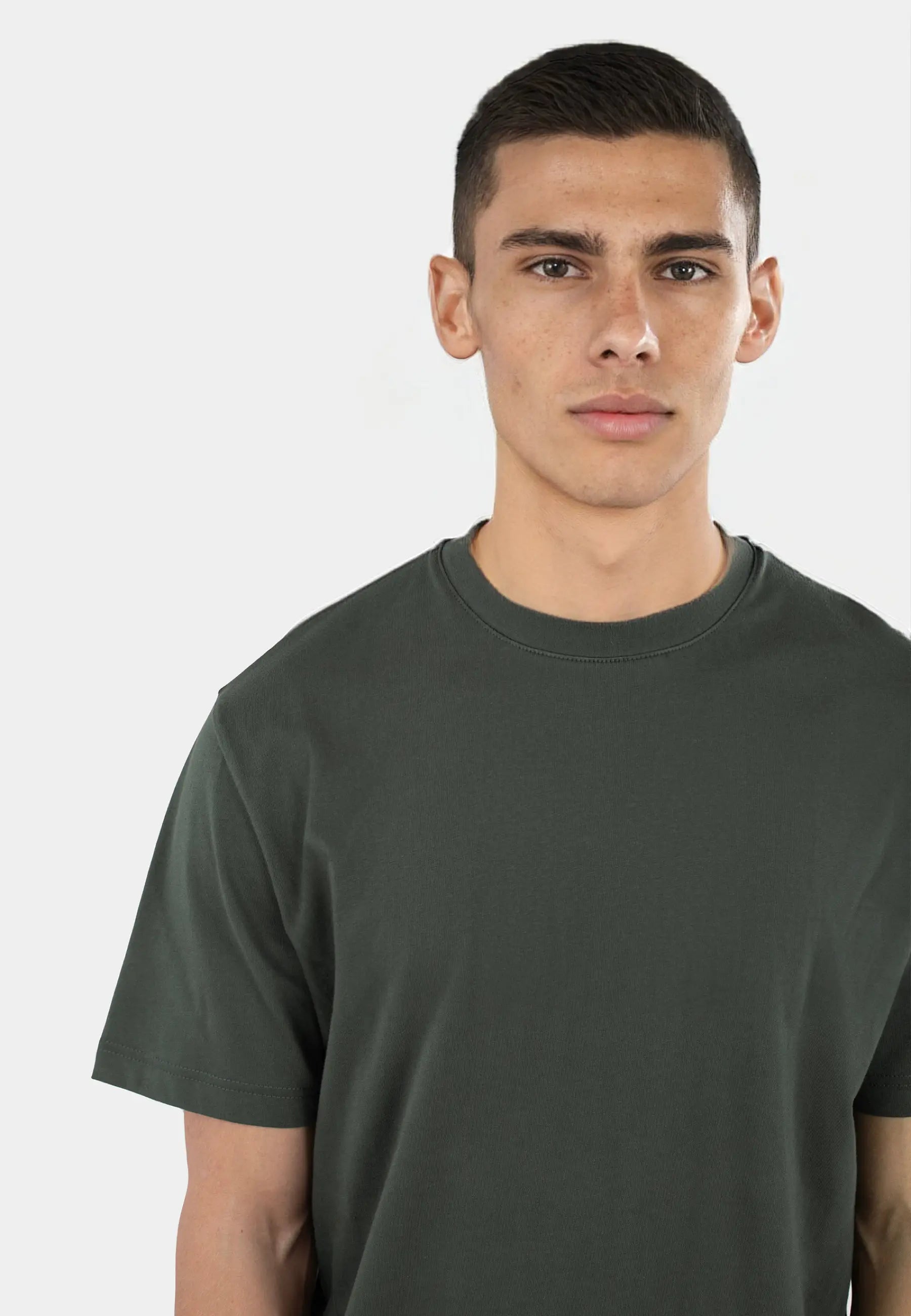 Mico high collar t-shirt - Mossgrön