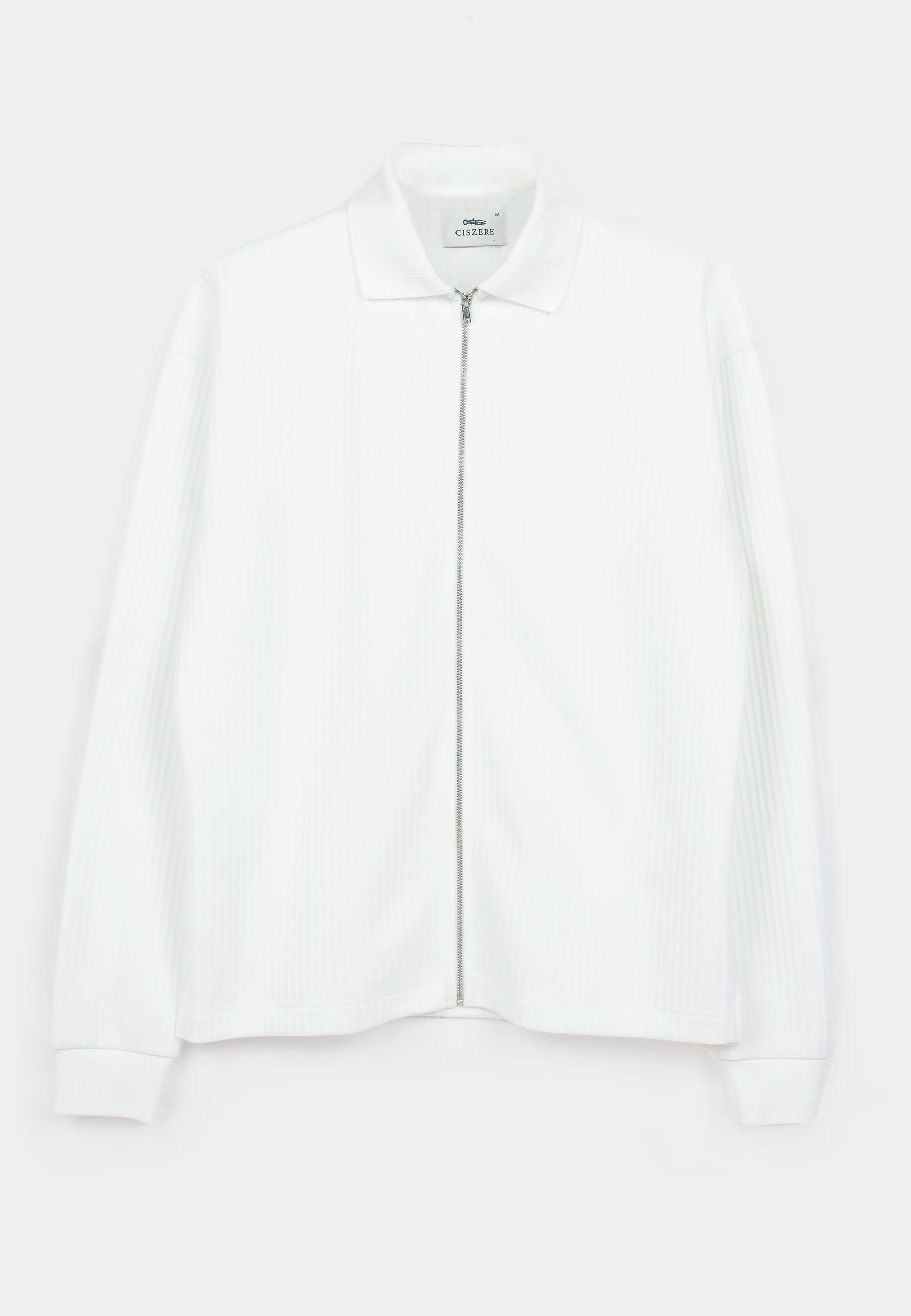 Ottoman full zip sweater - White