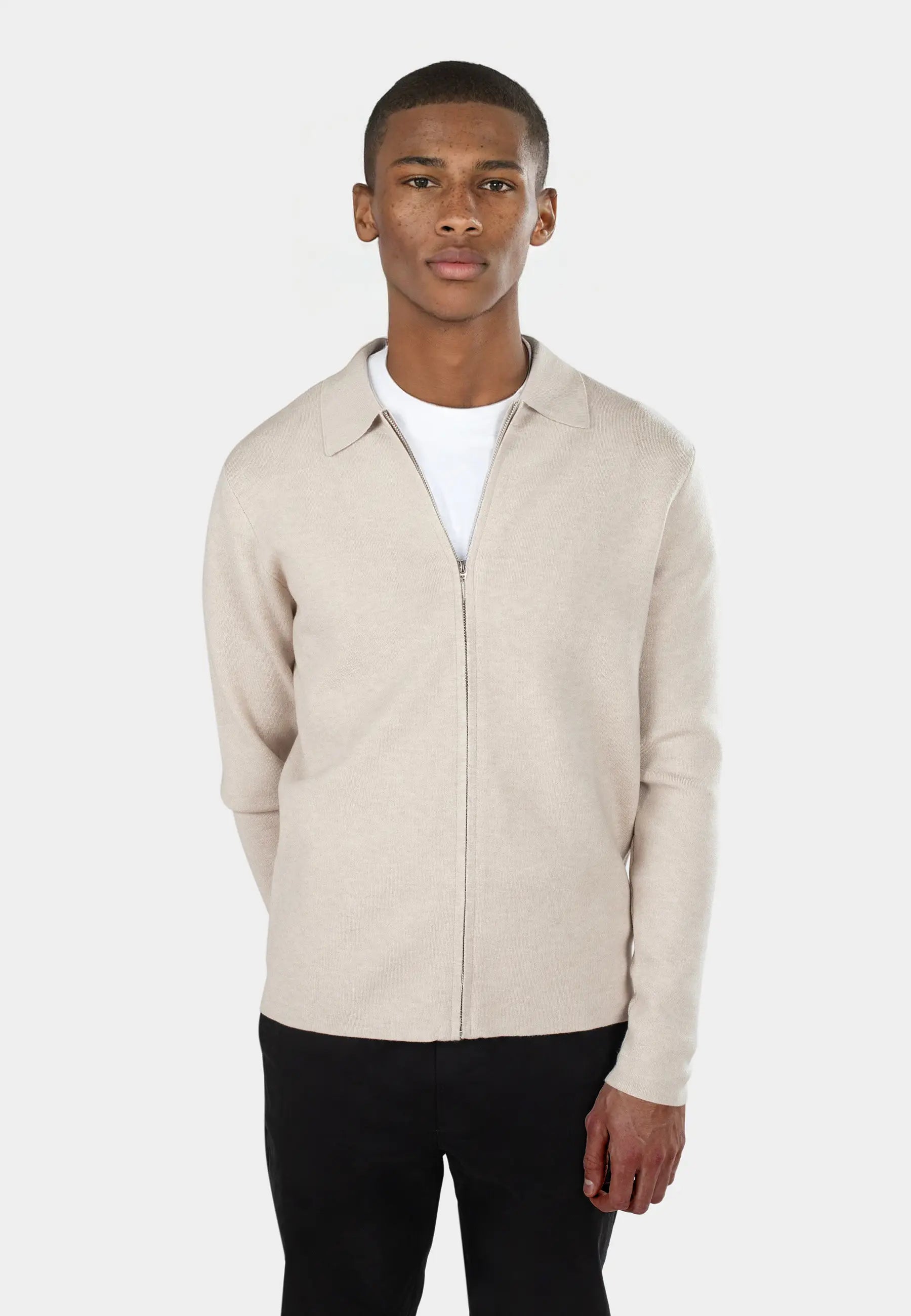 Colby knitted full zip - Beige