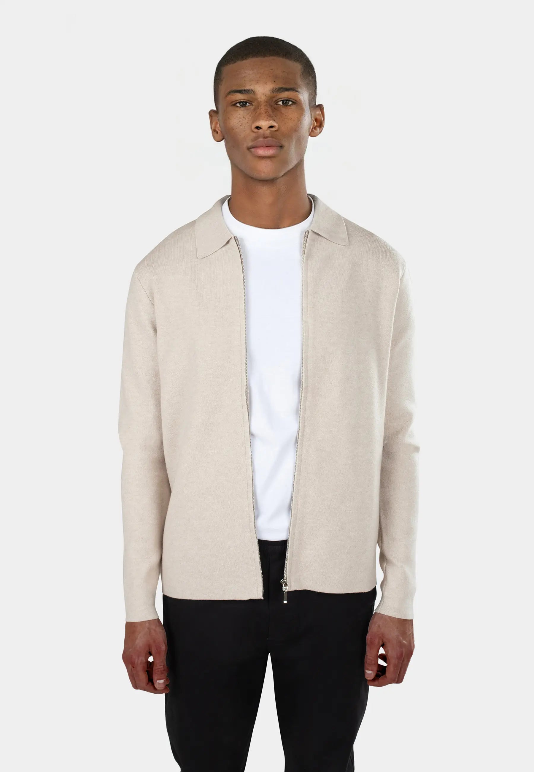 Colby knitted full zip - Beige