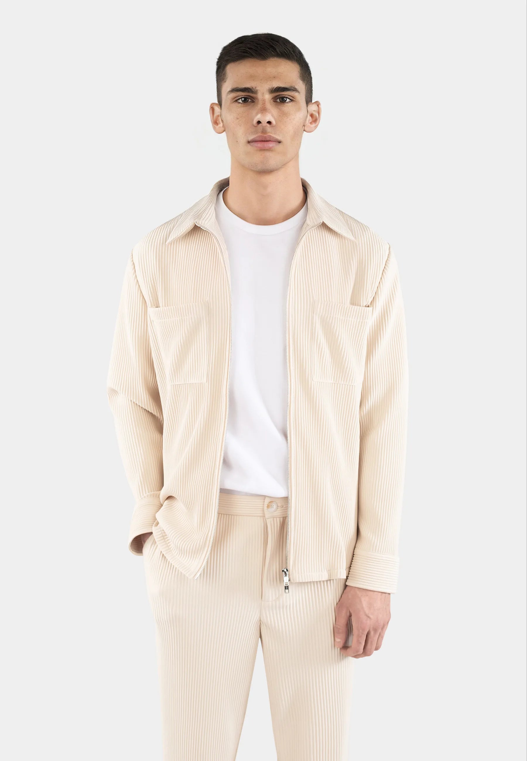 Mateo plisse overshirt - Ivory