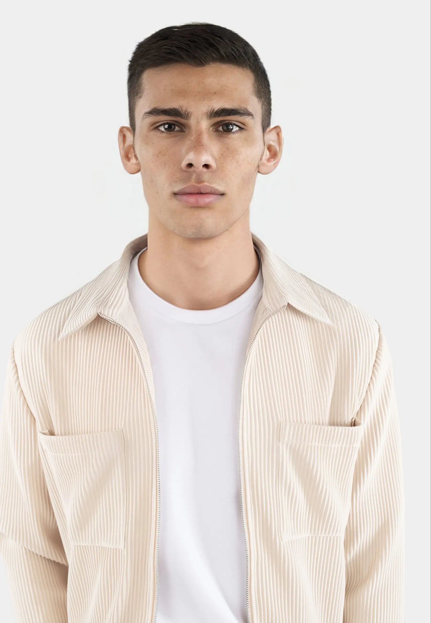 Mateo plisse overshirt - Ivory