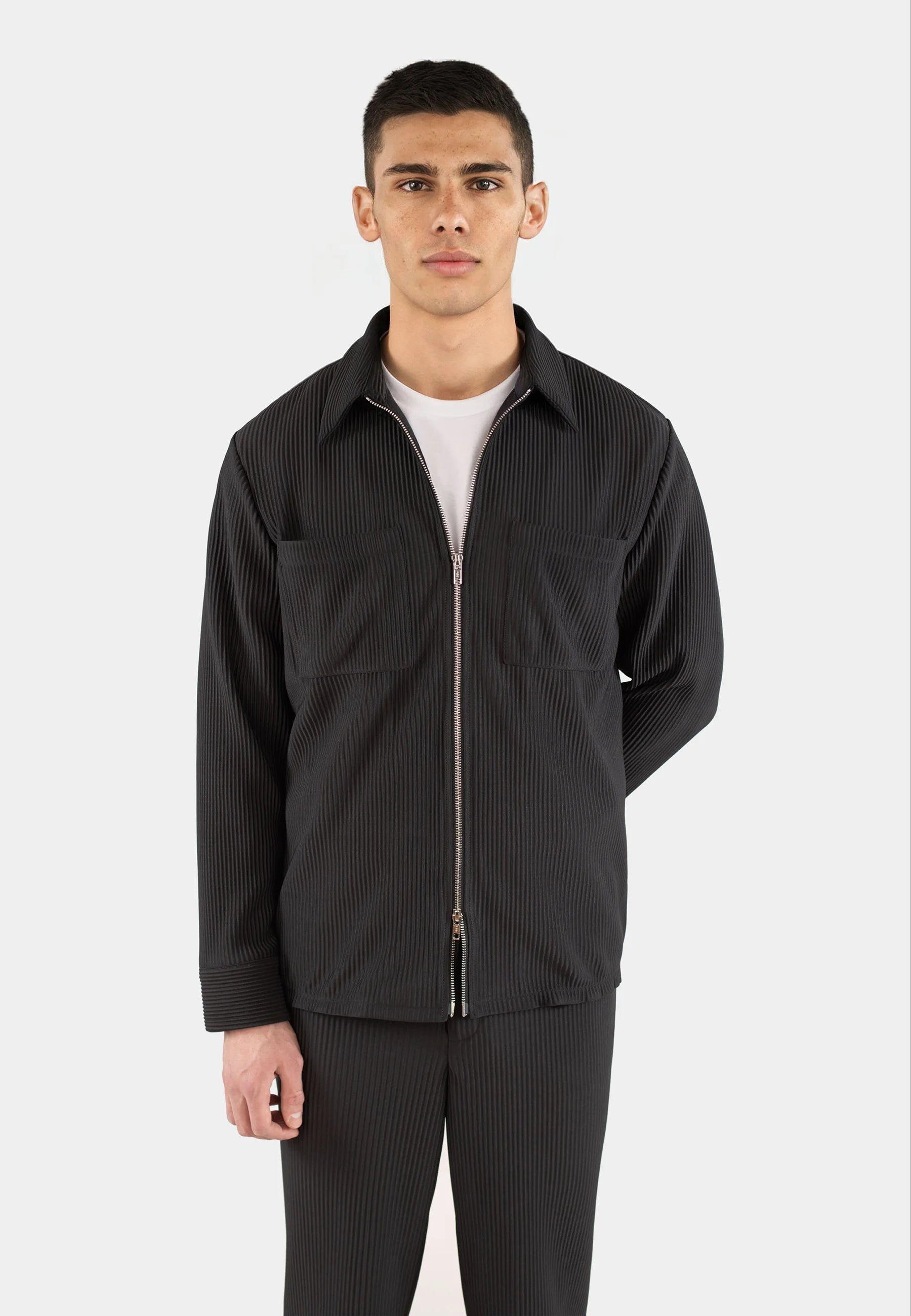 Mateo plisse overshirt - Black