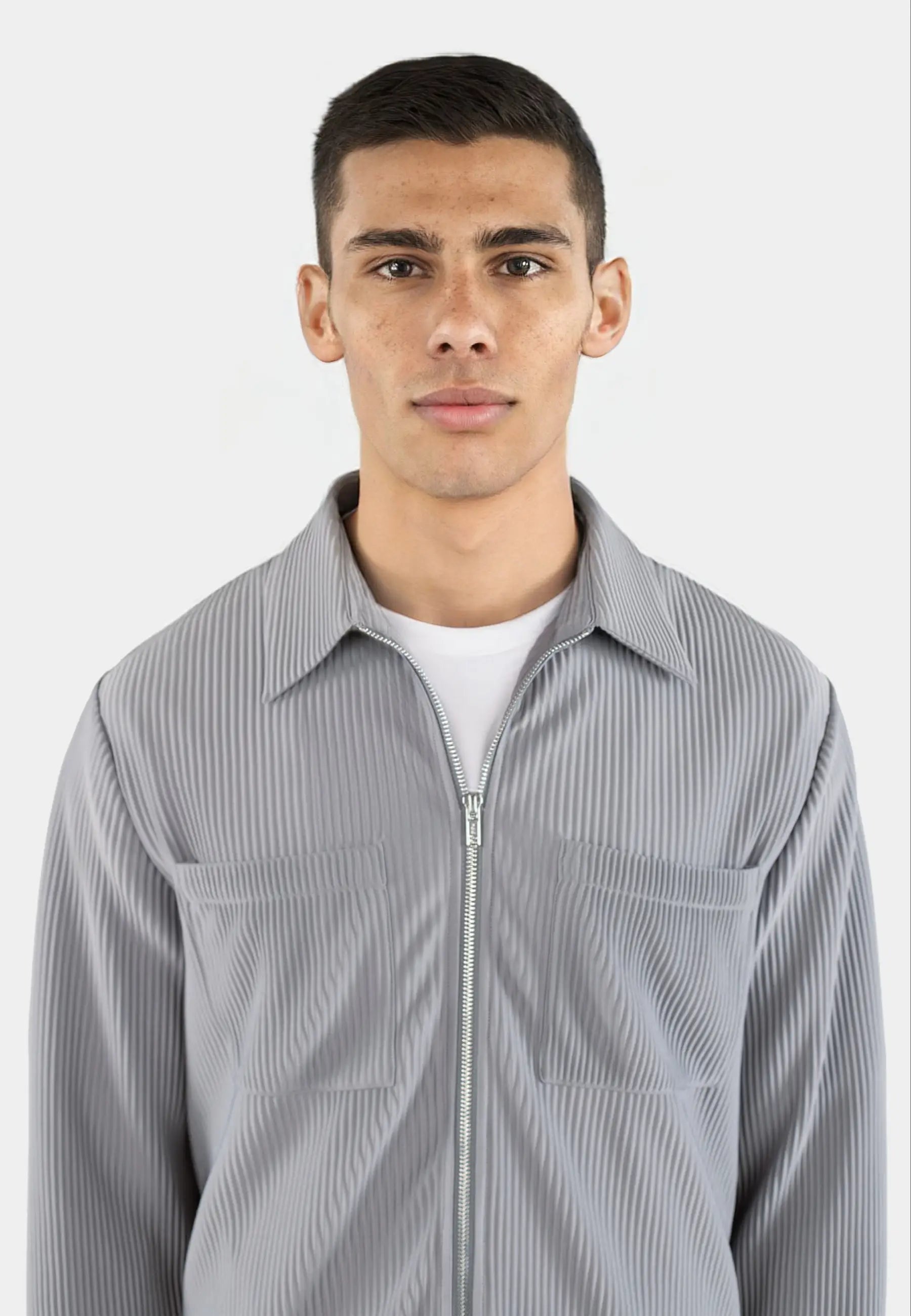 Mateo plisse overshirt - Grå