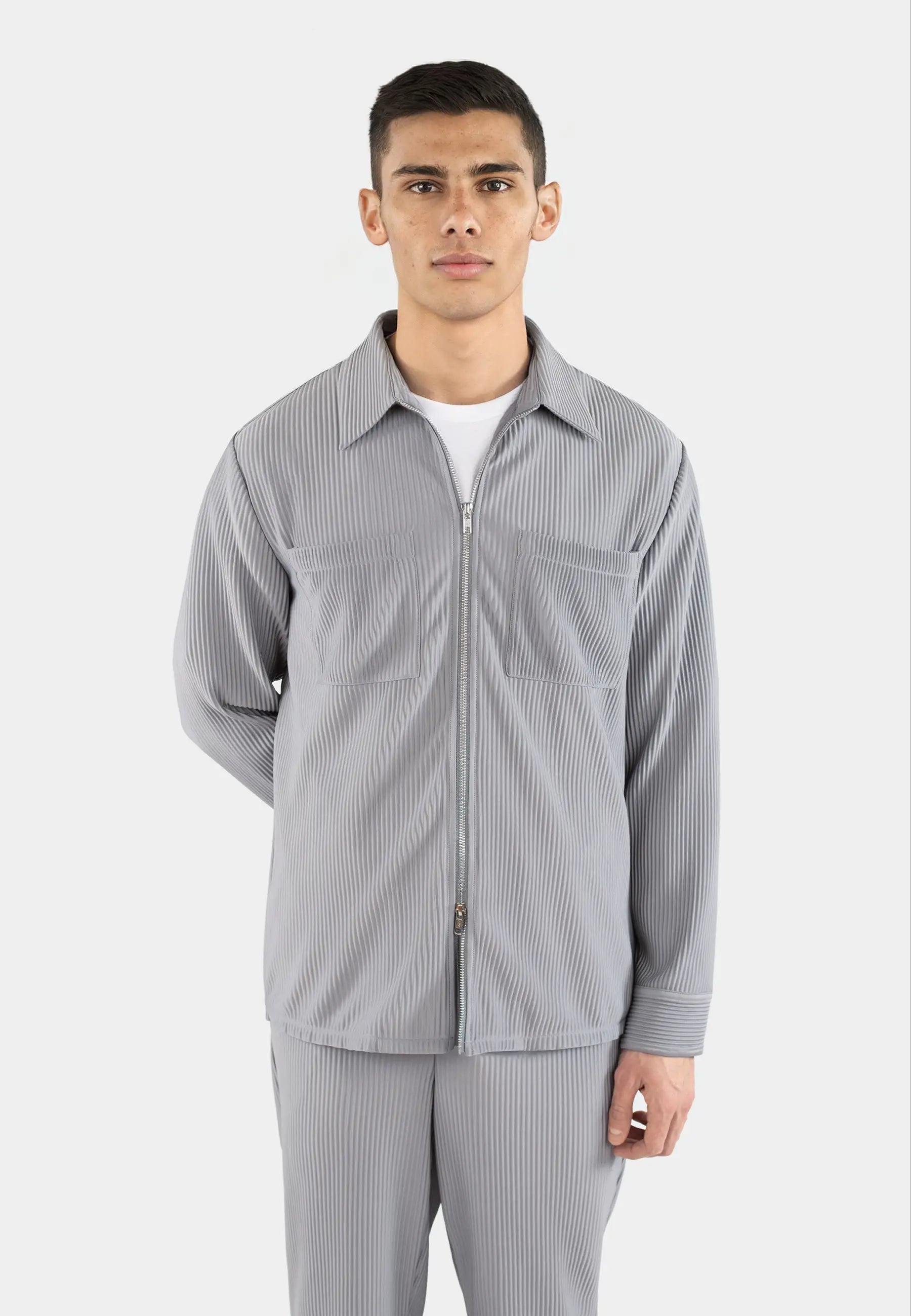 Mateo plisse overshirt - Grey