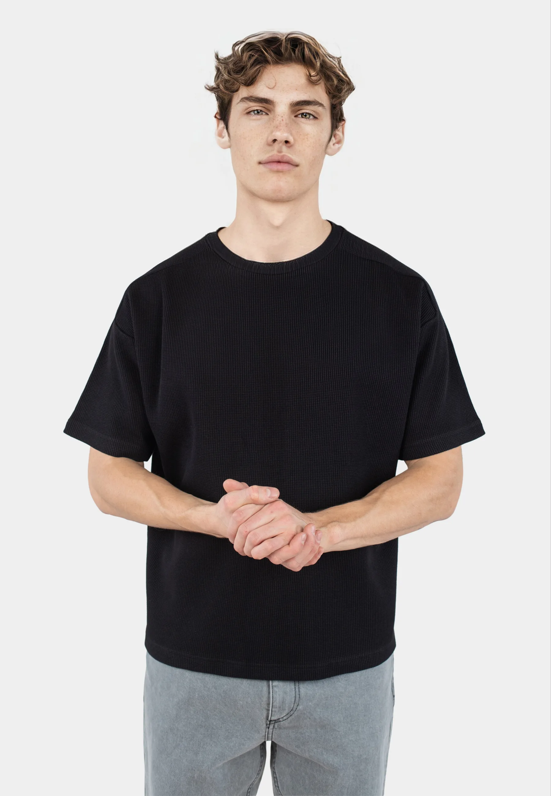 Franklin waffle tee - Black