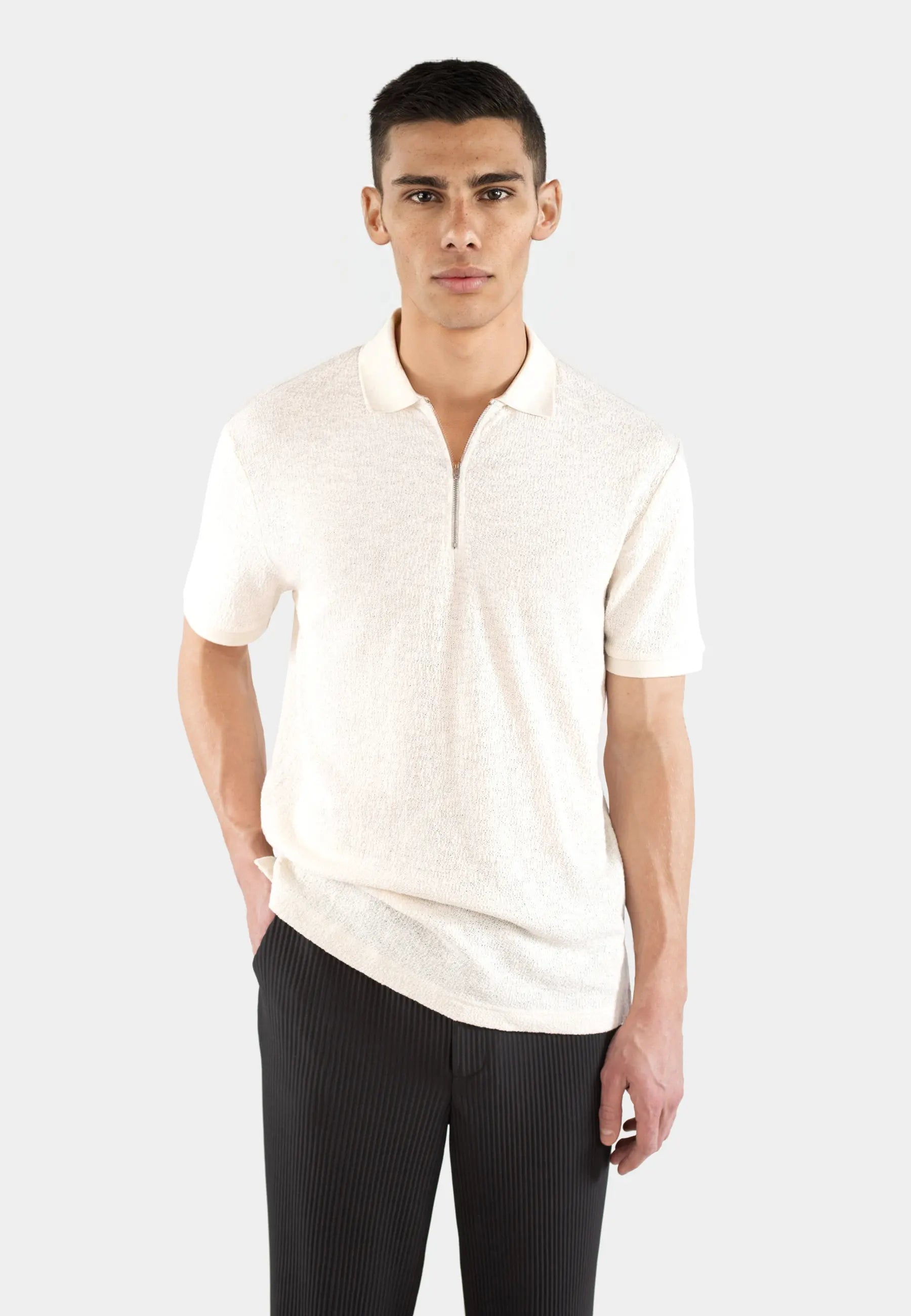 John boucle half zip - Light beige