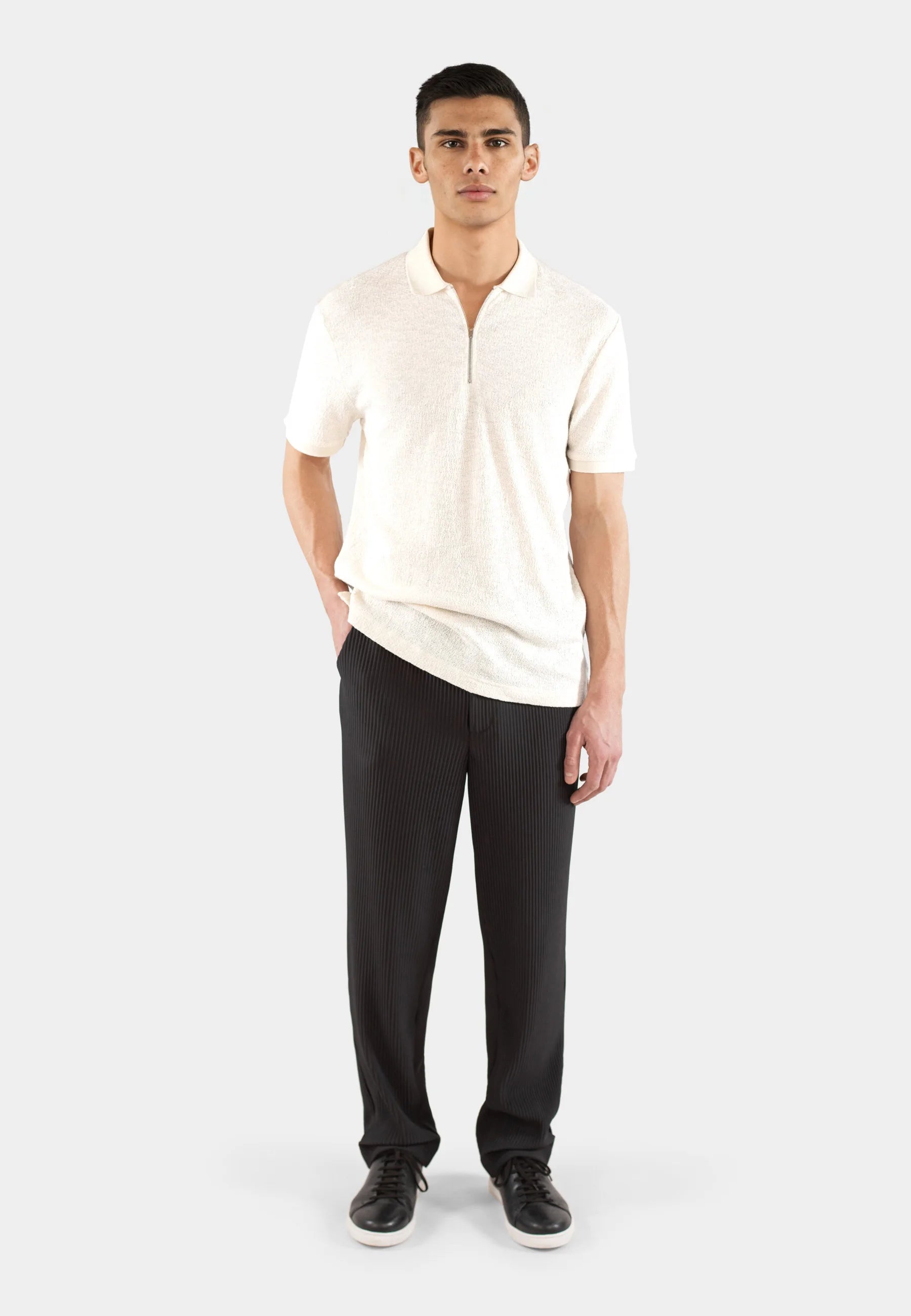 John boucle half zip - Light beige