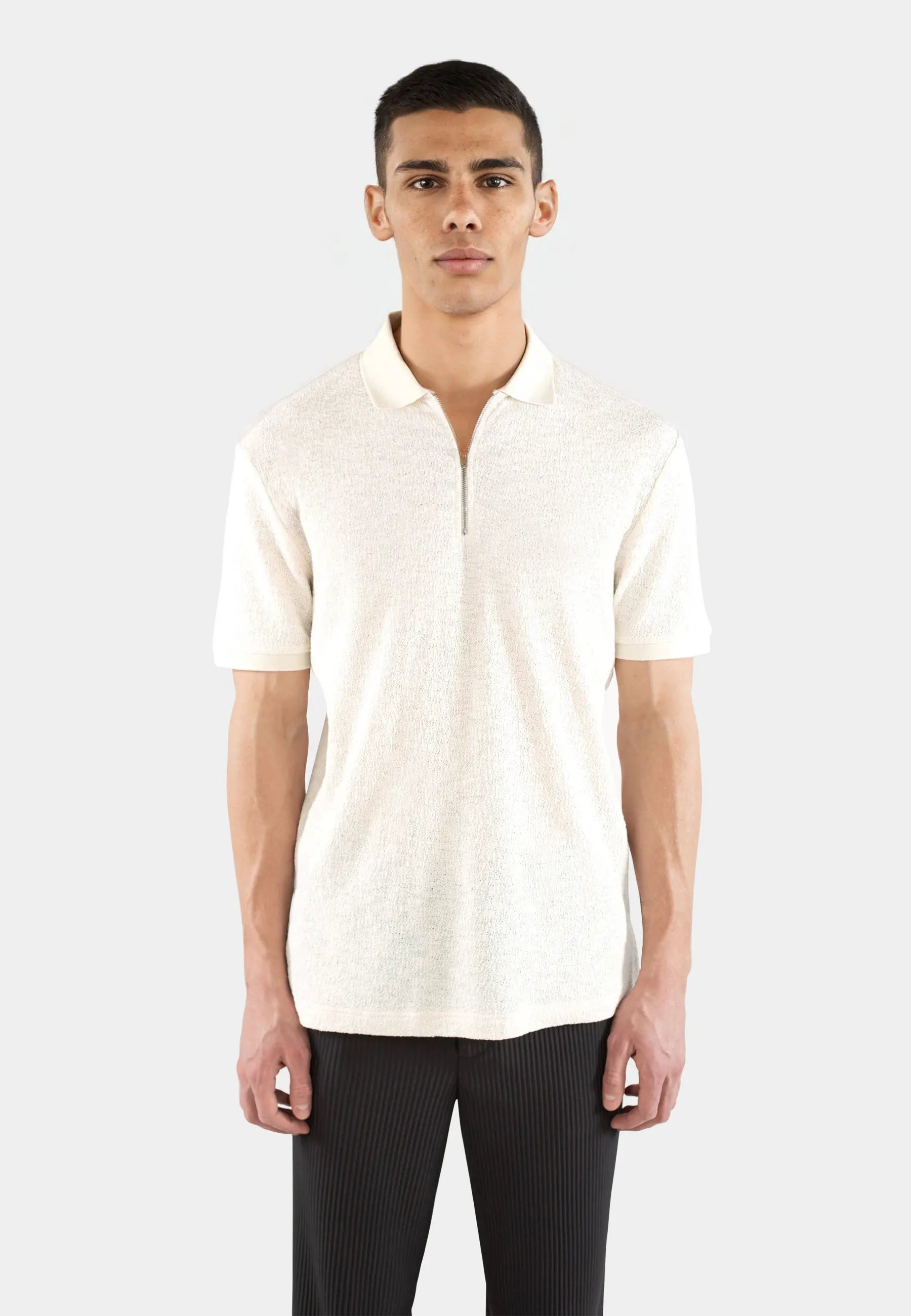 John boucle half zip - Light beige