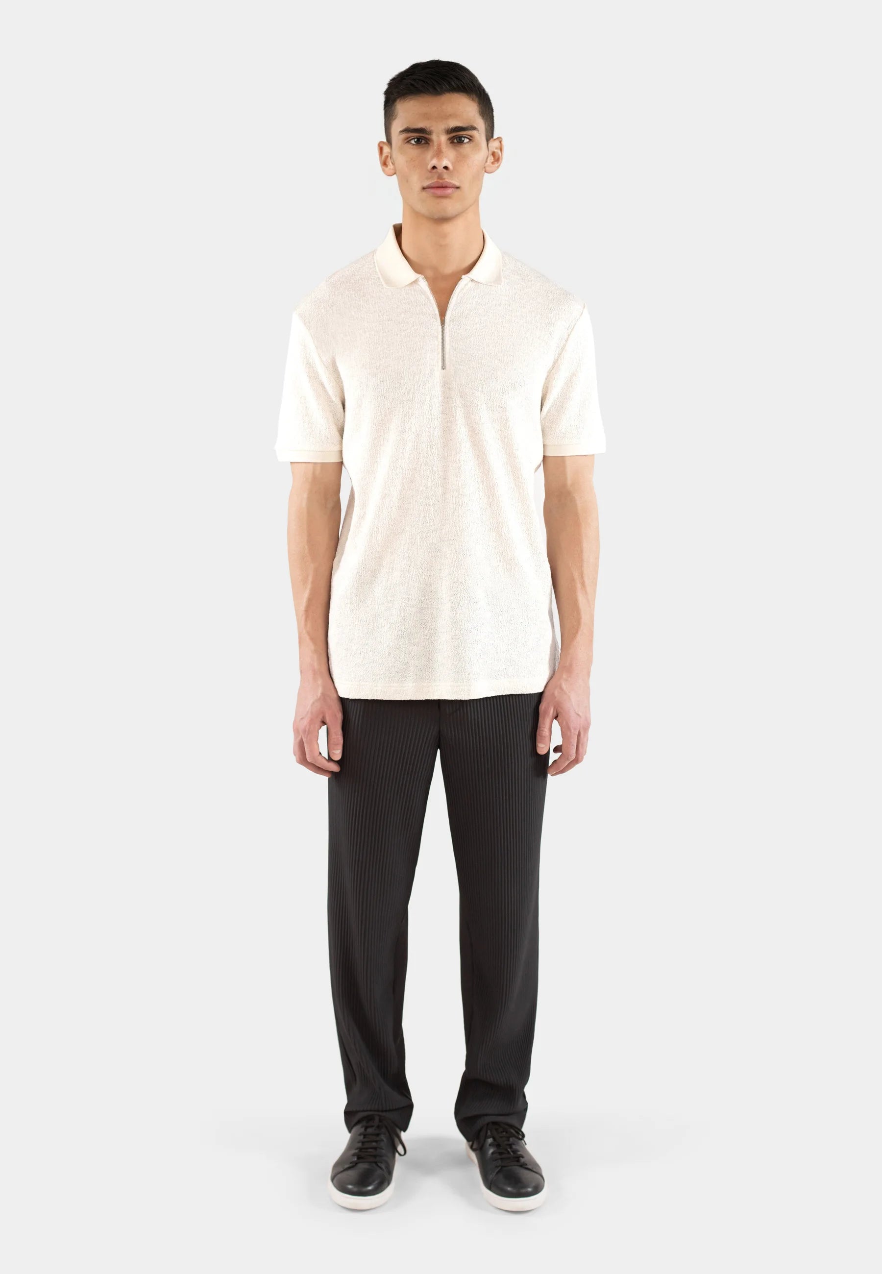 John boucle half zip - Light beige