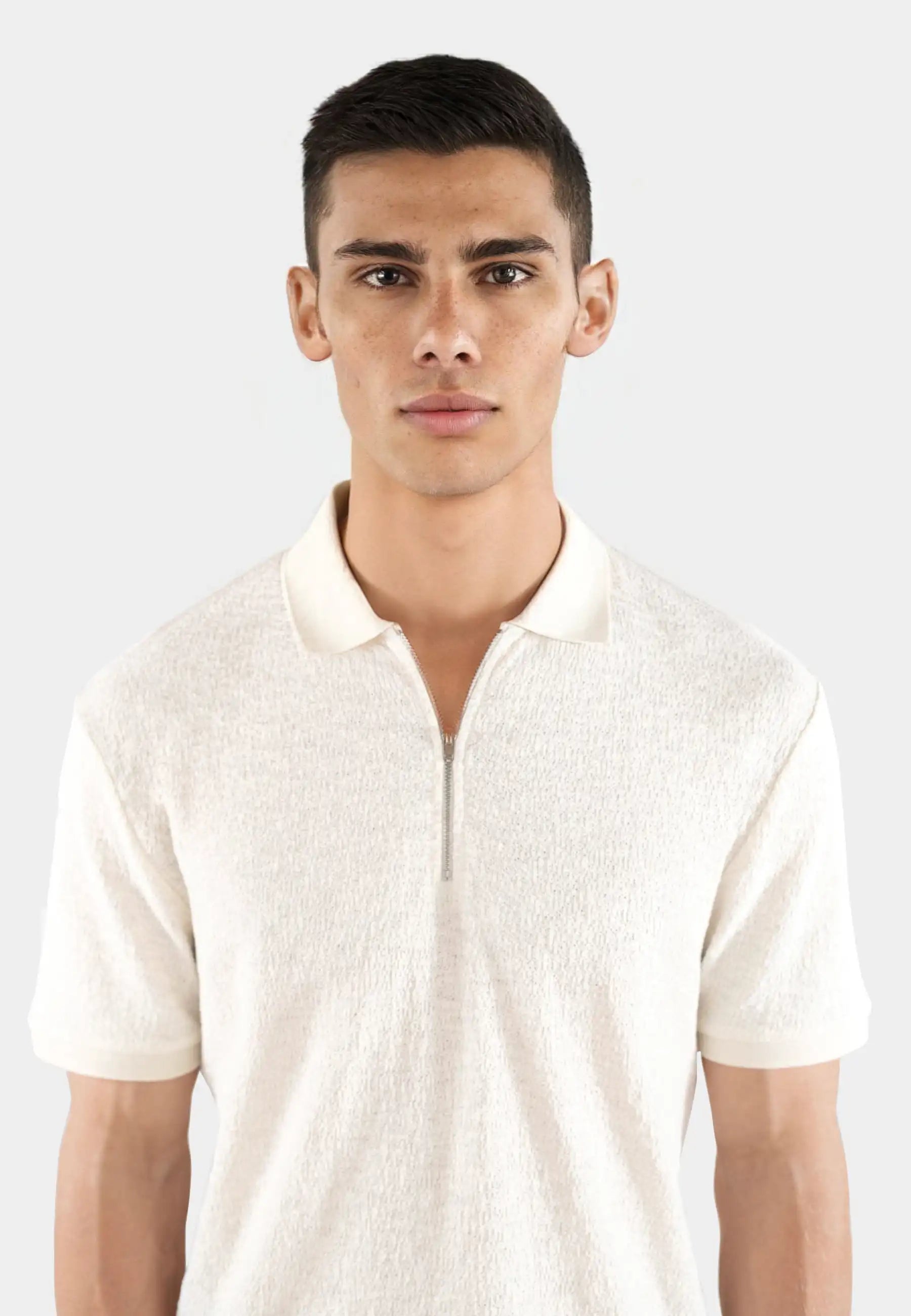 John boucle half zip - Light beige