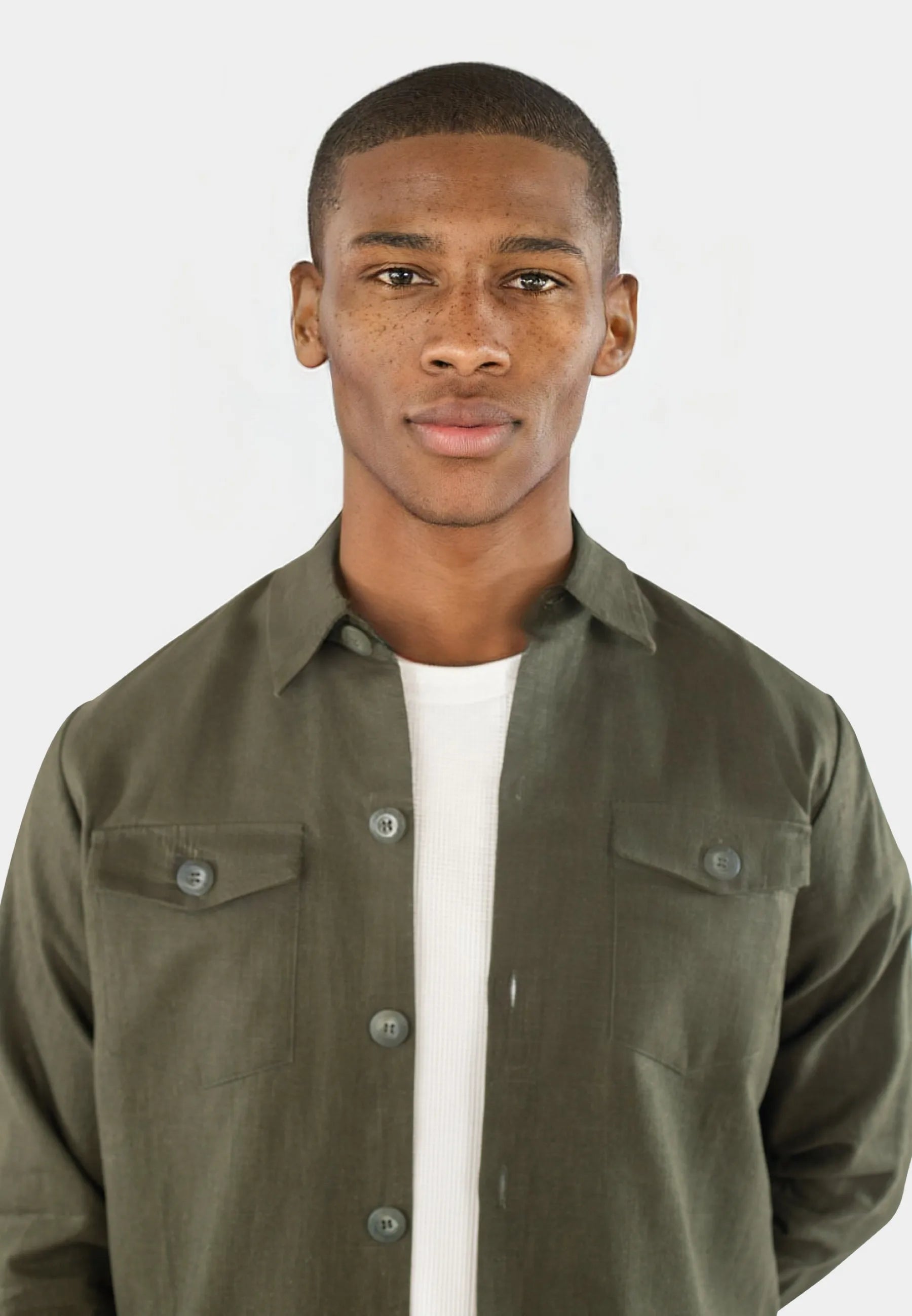 Dani linen overshirt - Forest Green