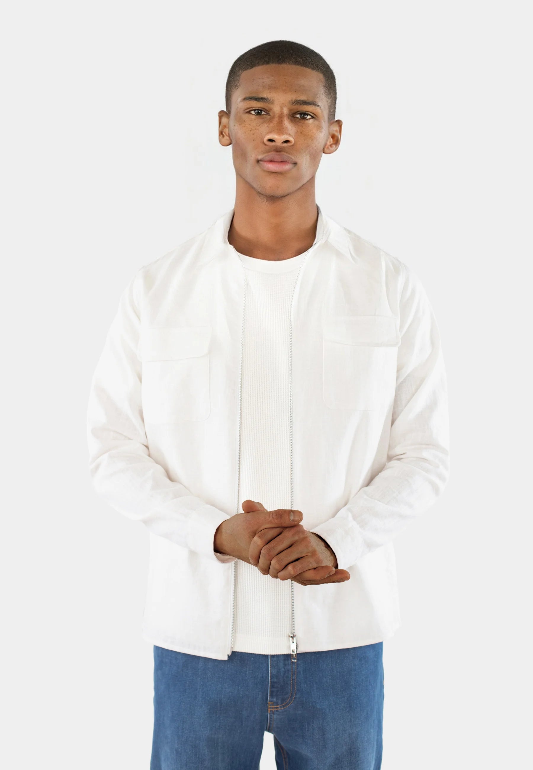 Quincy linen overshirt - White