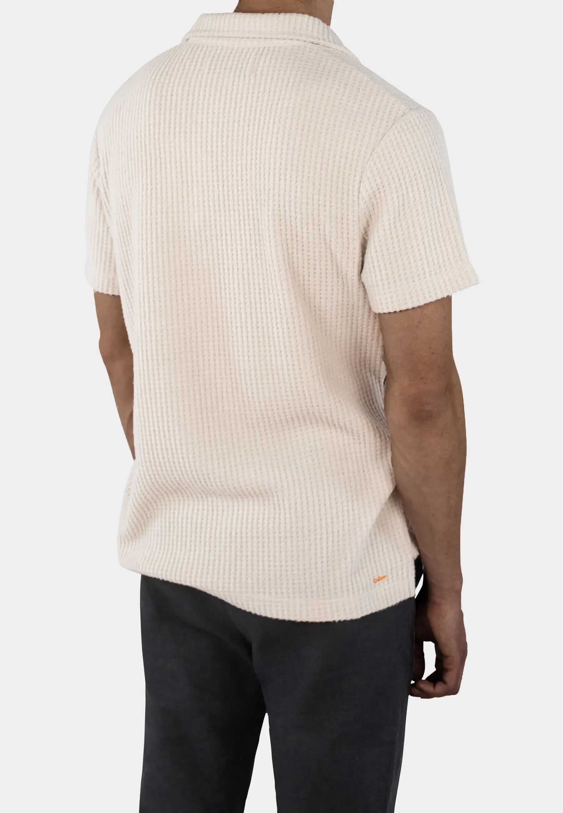 Nelson stickad pikéskjorta - Beige