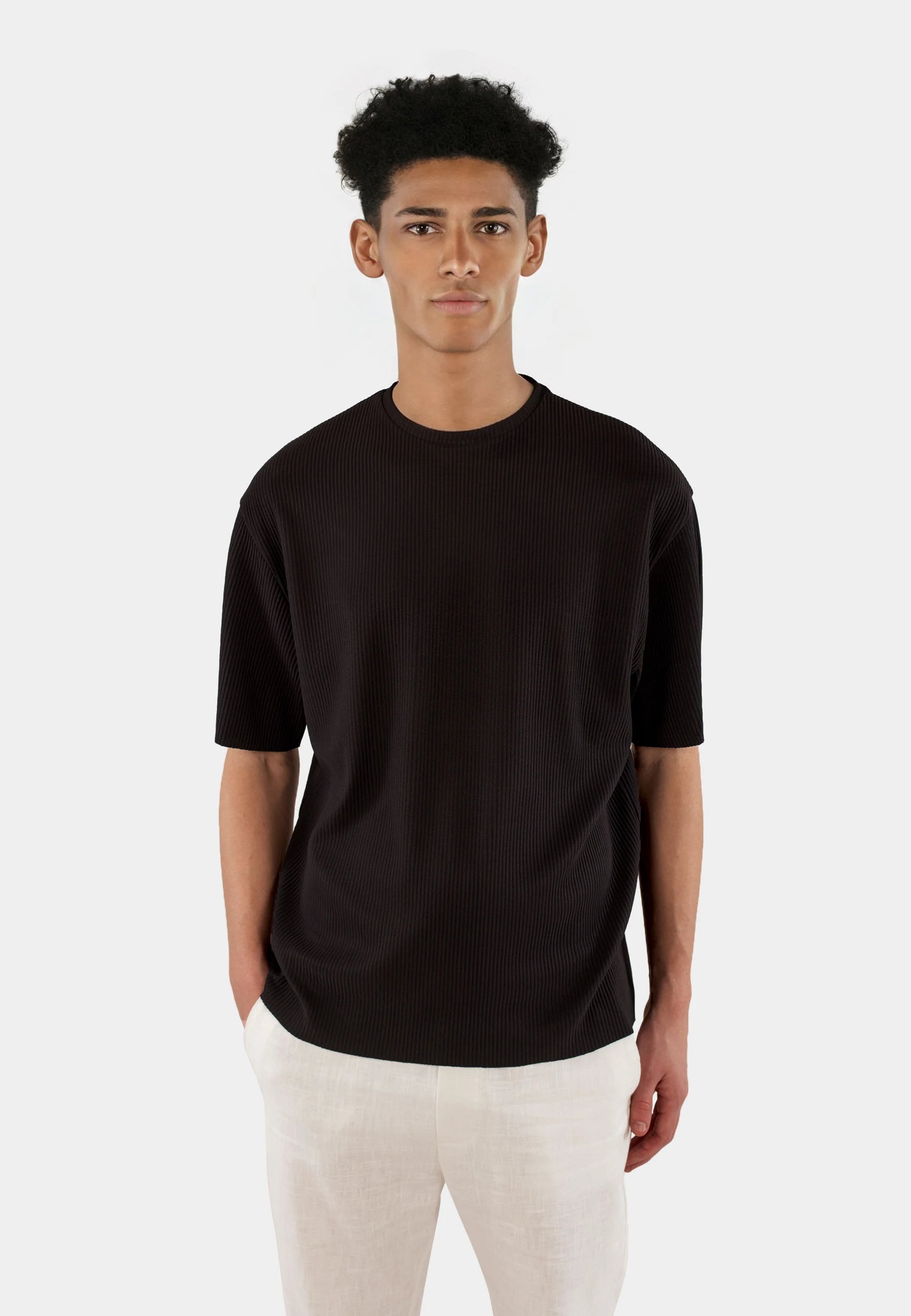 Evan plisse tee - Black